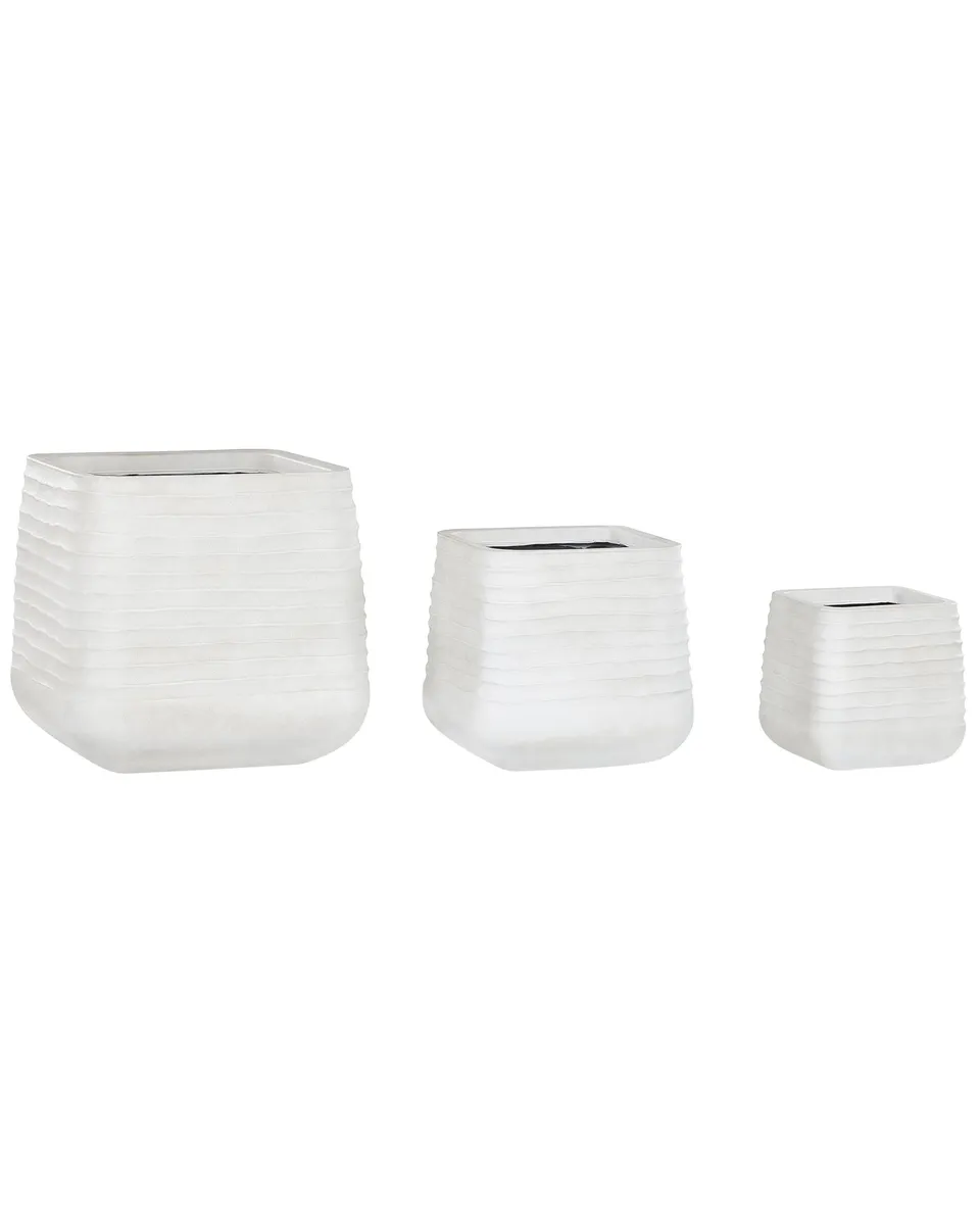 beliani-parikia-blumentopf-3er-set-wei-quadratisch image 1
