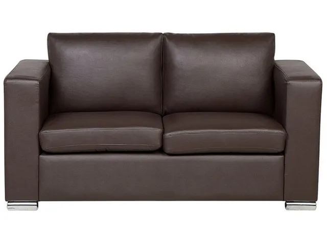 beliani-helsinki-2-sitzer-sofa-echtleder-braun-edelstahl image 1