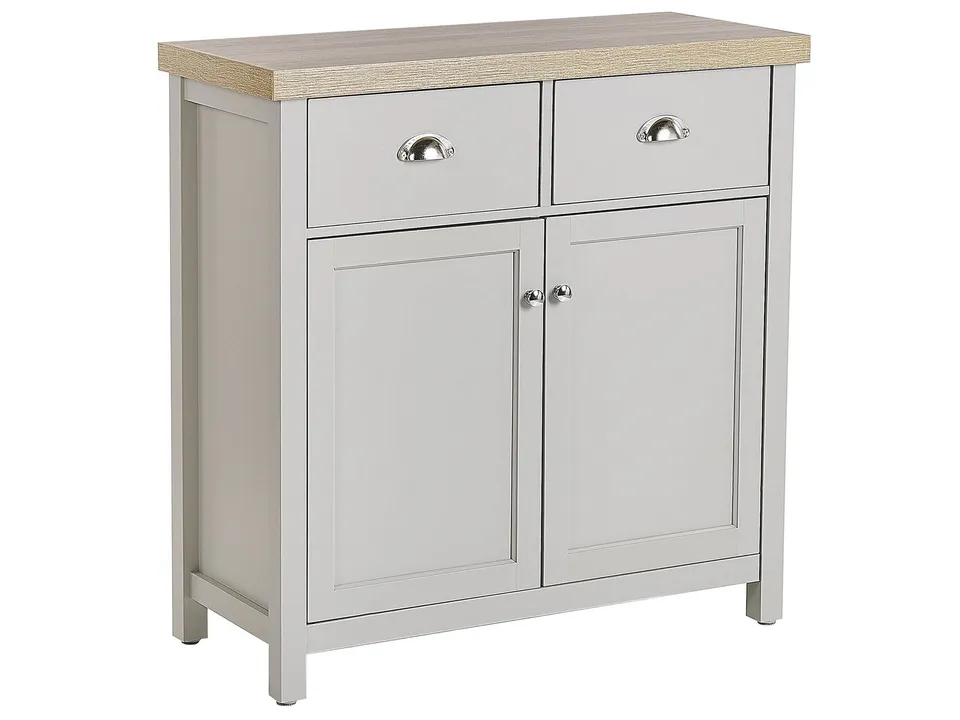 beliani-clio-sideboard-grau-kommode-2-schubladen-holz image 1