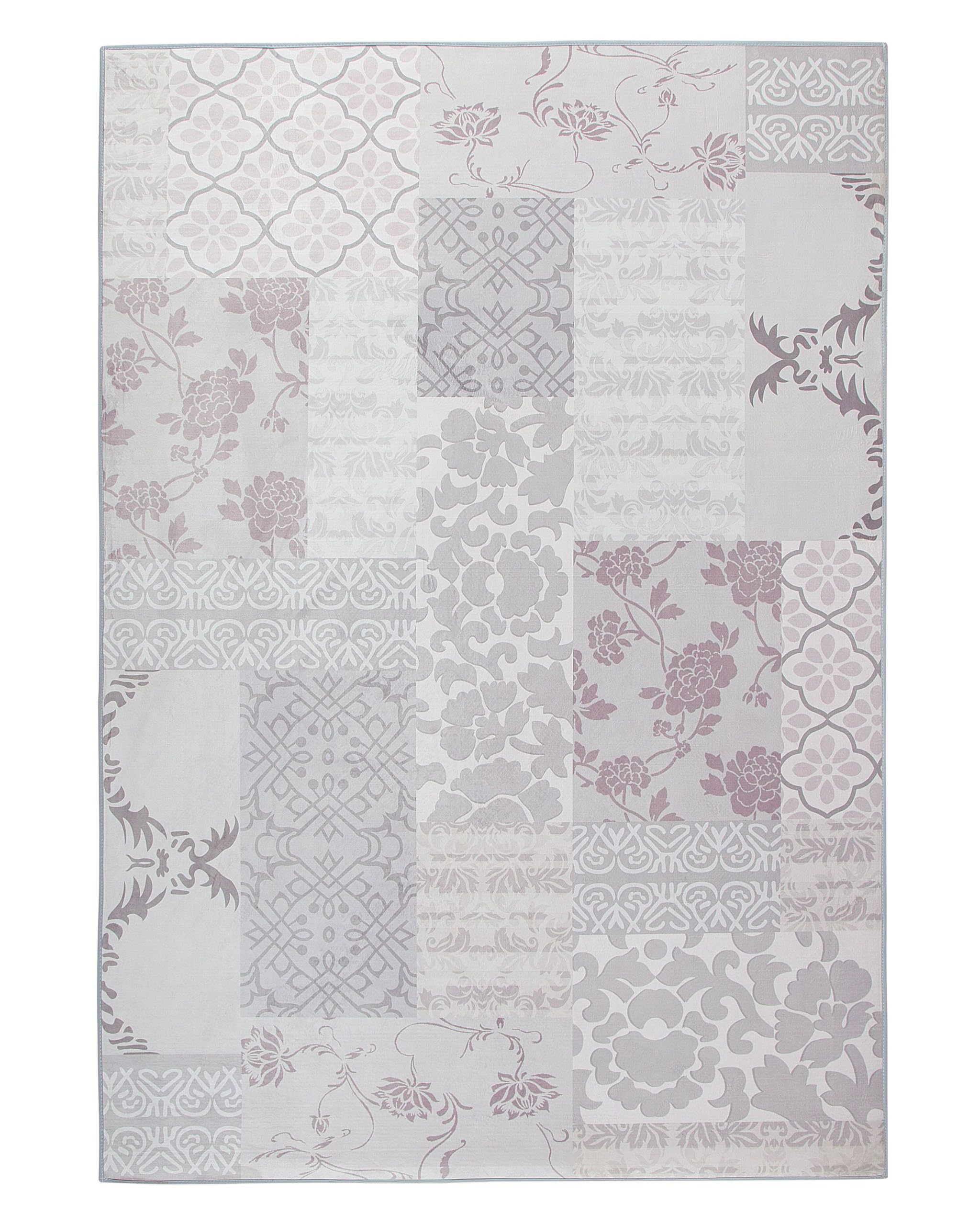 beliani-ballica-ii-teppich-140x200-grau-rosa-oriental image 1