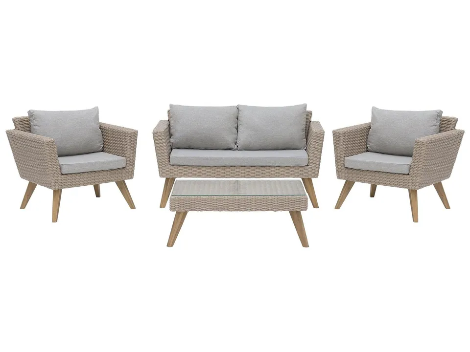 beliani-vittoria-lounge-set-rattan-braun-grau-4-sitzer image 1