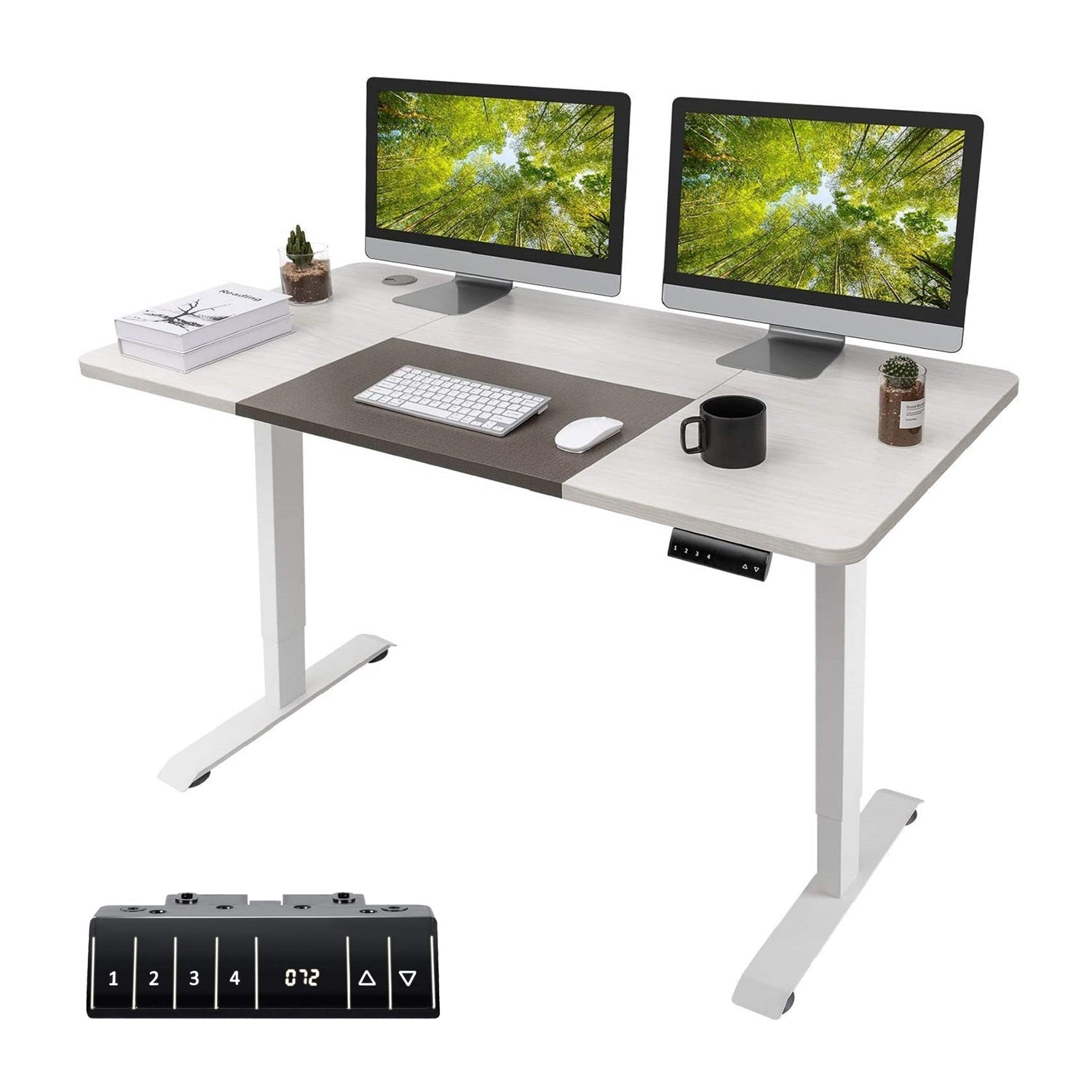 homall-standing-desk-schreibtisch-h-henverstellbar-wei-140-cm image 1