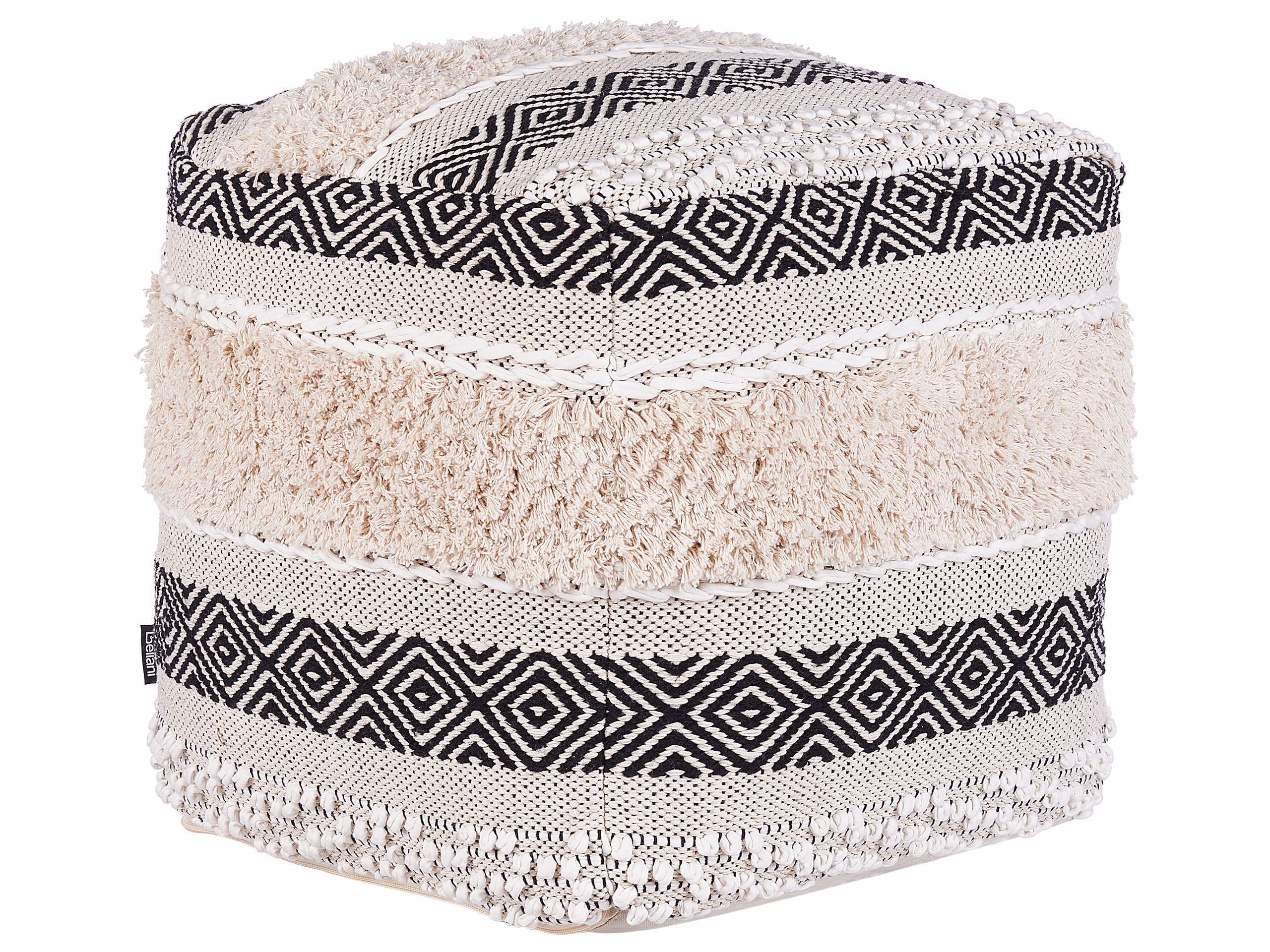 beliani-kanam-pouf-50x50-cremewei-baumwolle-boho image 1