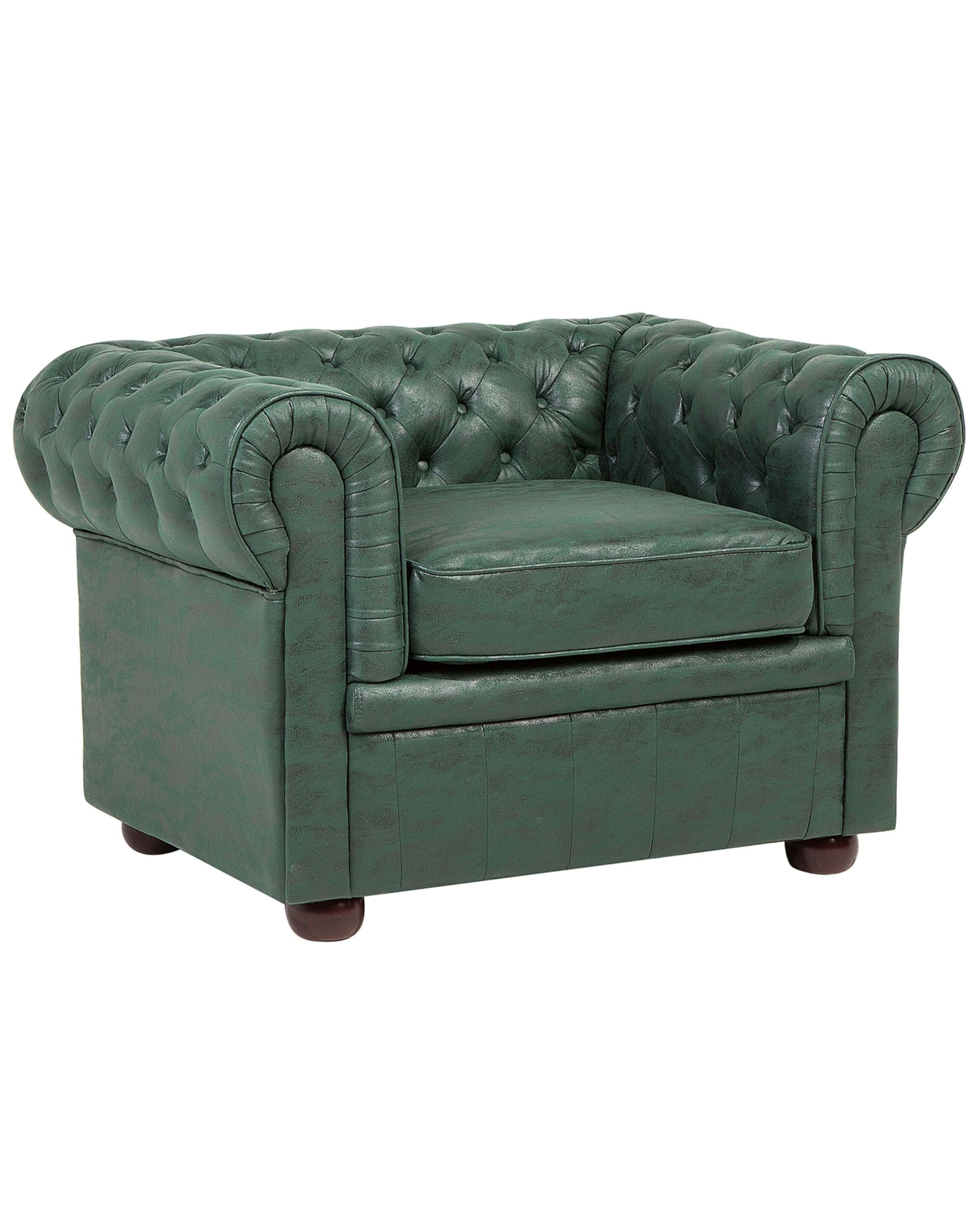beliani-chesterfield-sessel-gr-n-kunstleder-eiche image 1