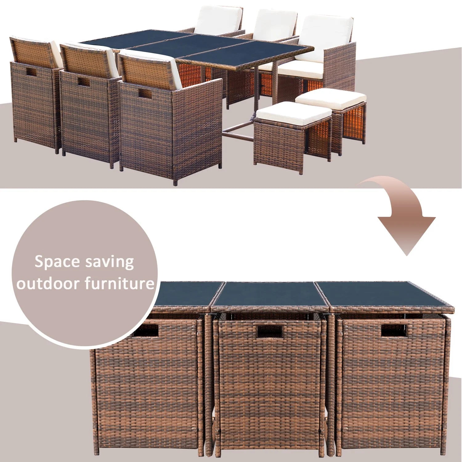 homall-rattan-sitzgruppe-braun-beige-mit-glastisch-hocker image 4