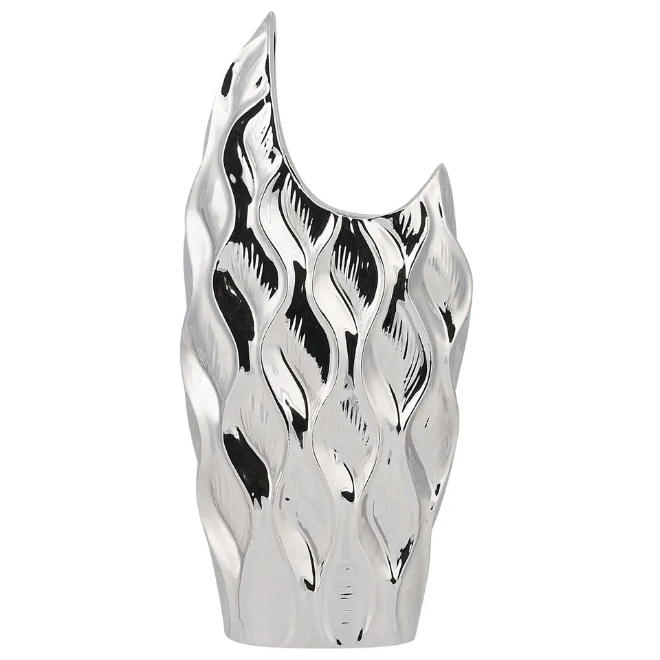 beliani-haluza-vase-silber-steinzeug-deko-silbern image 1