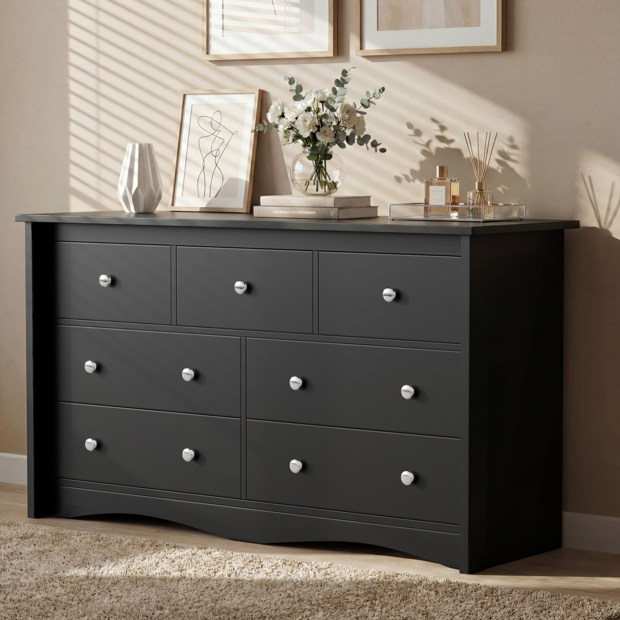 homall-bedroom-kommode-6-schubladen-schwarz-holz-132-cm image 7