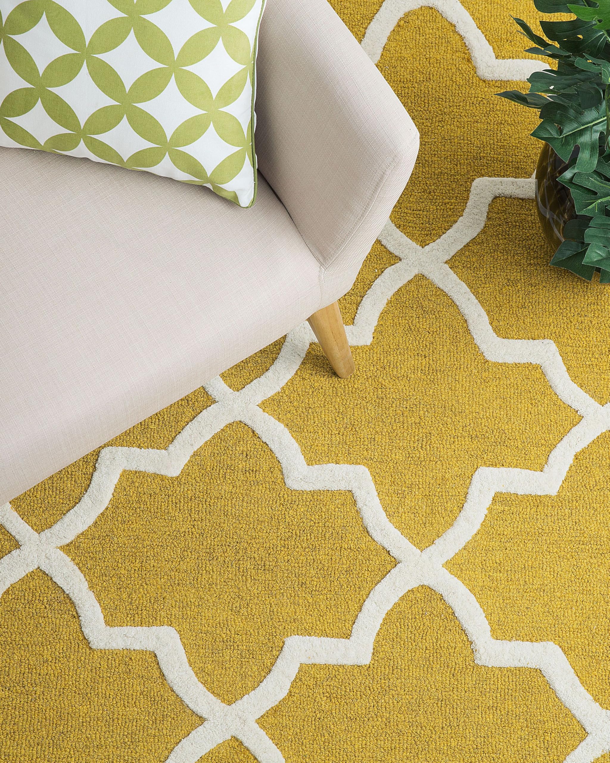 beliani-teppiche-wollteppich-gelb-beige-160x230-cm-kurzflor image 4