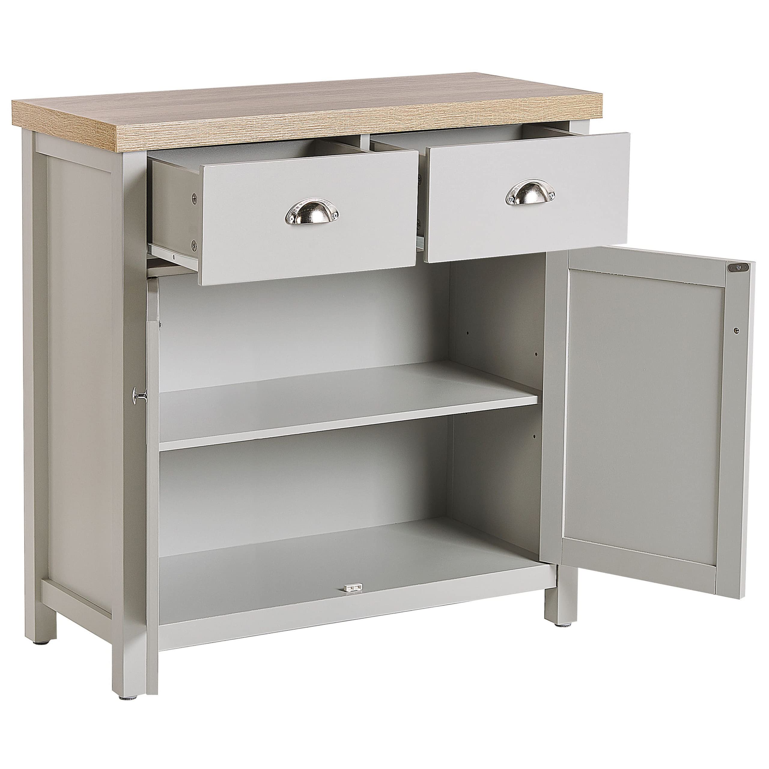 beliani-clio-sideboard-grau-kommode-2-schubladen-holz image 5