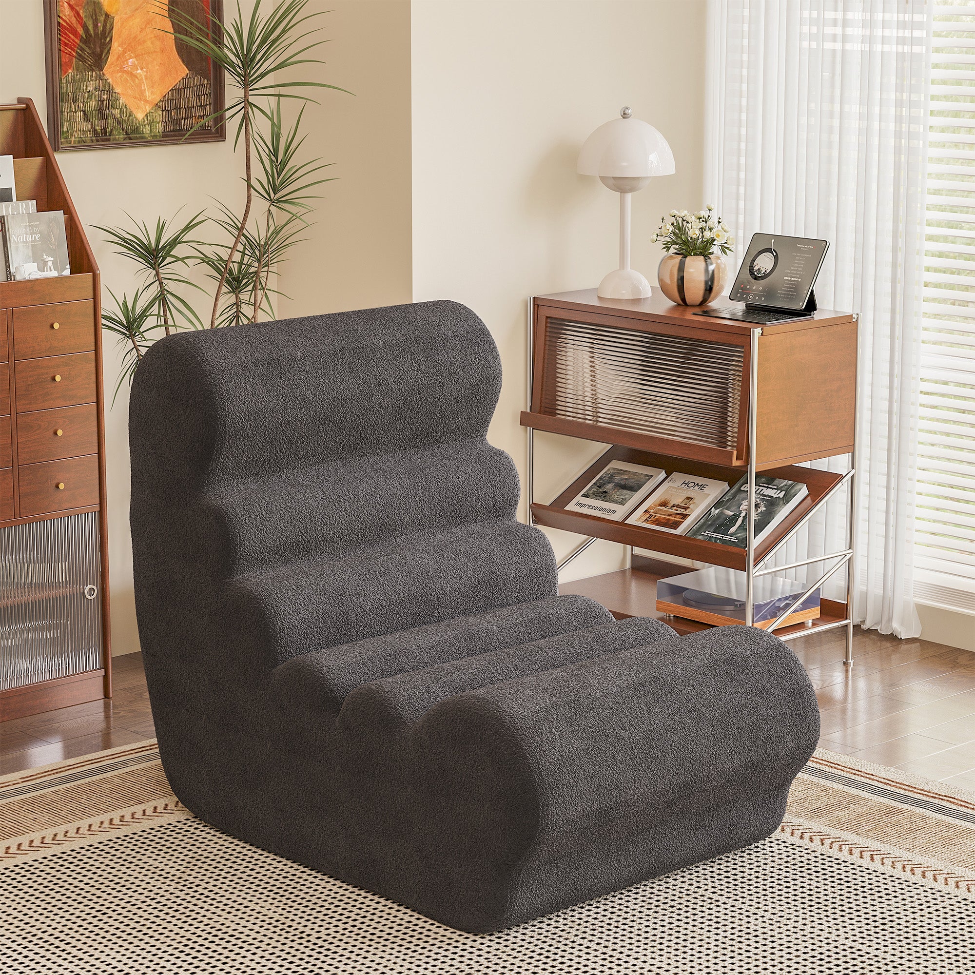 homall-sofa-teddy-sitzsack-sessel-pl-sch-grau image 1