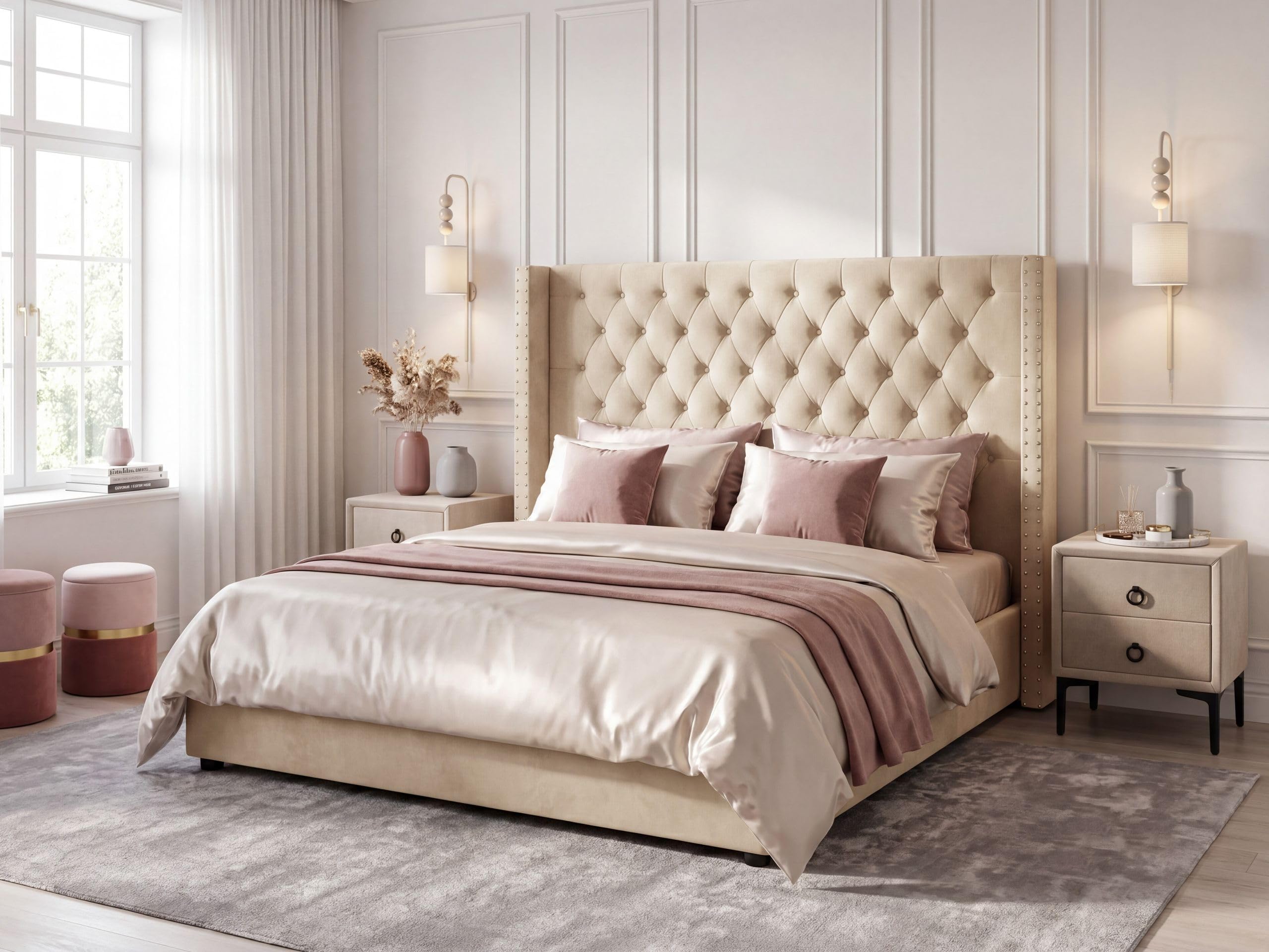 beliani-lubbon-bett-samt-beige-180x200-bettkasten-retro image 2