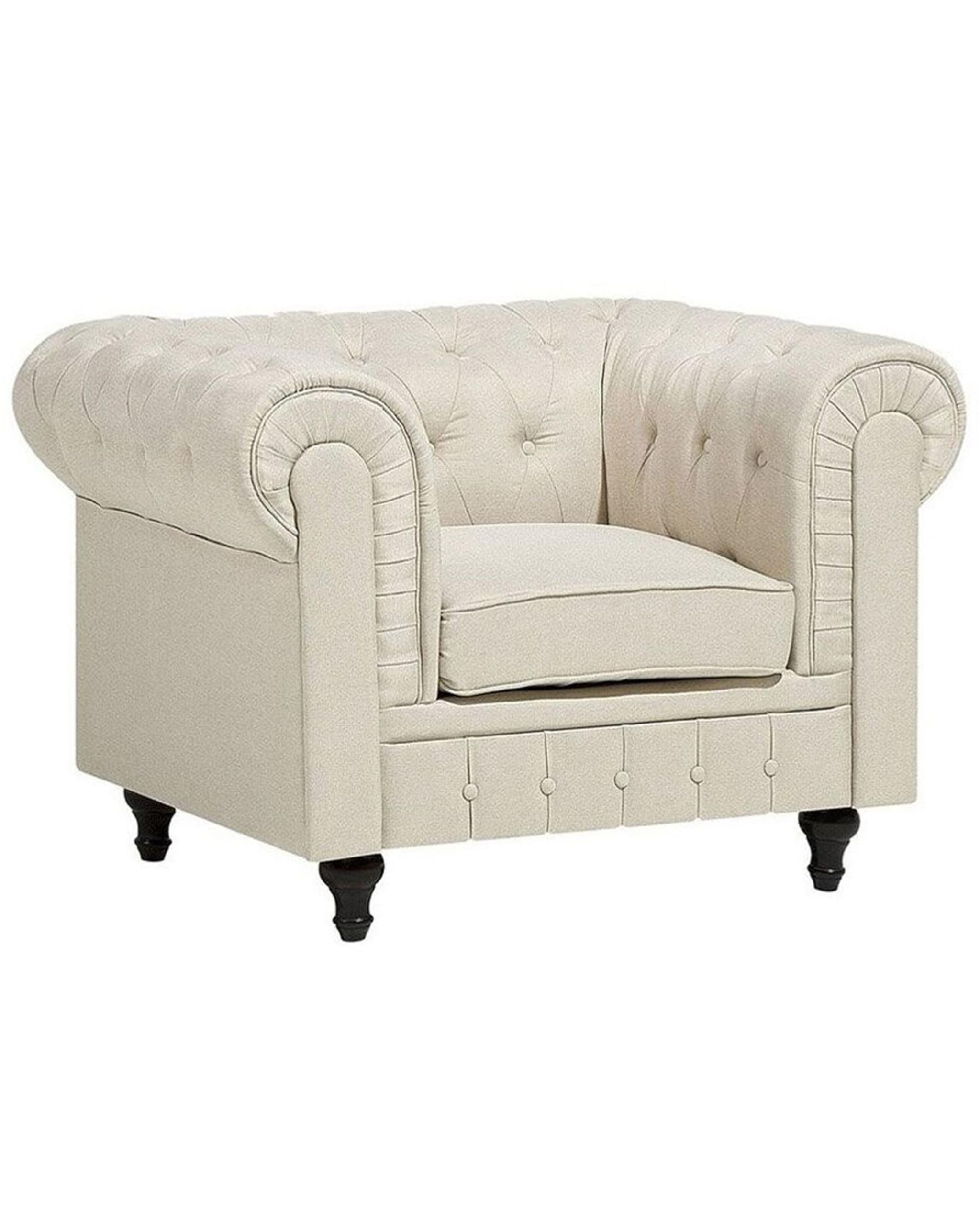 beliani-sessel-chesterfield-sessel-beige-polster-klassisch-armlehne image 1