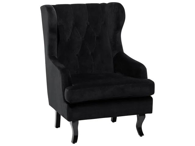 beliani-alta-ohrensessel-samt-schwarz-chesterfield image 1