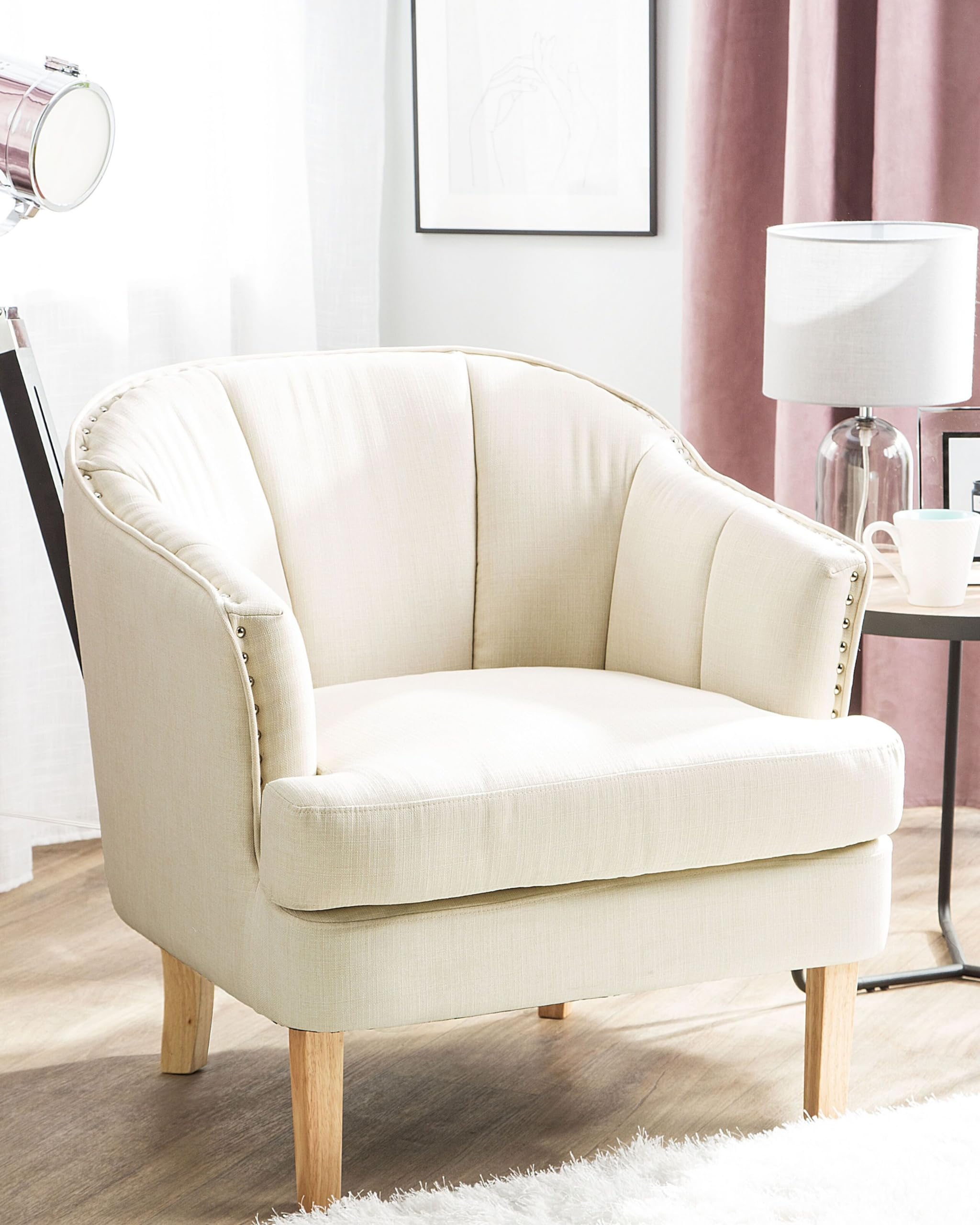 beliani-elverum-retro-sessel-beige-holzbeine-stoff image 2