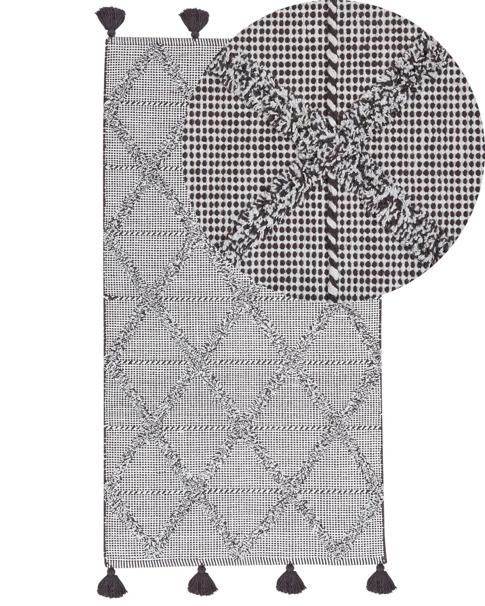 beliani-tuzla-baumwollteppich-80x150-braun-karo image 1