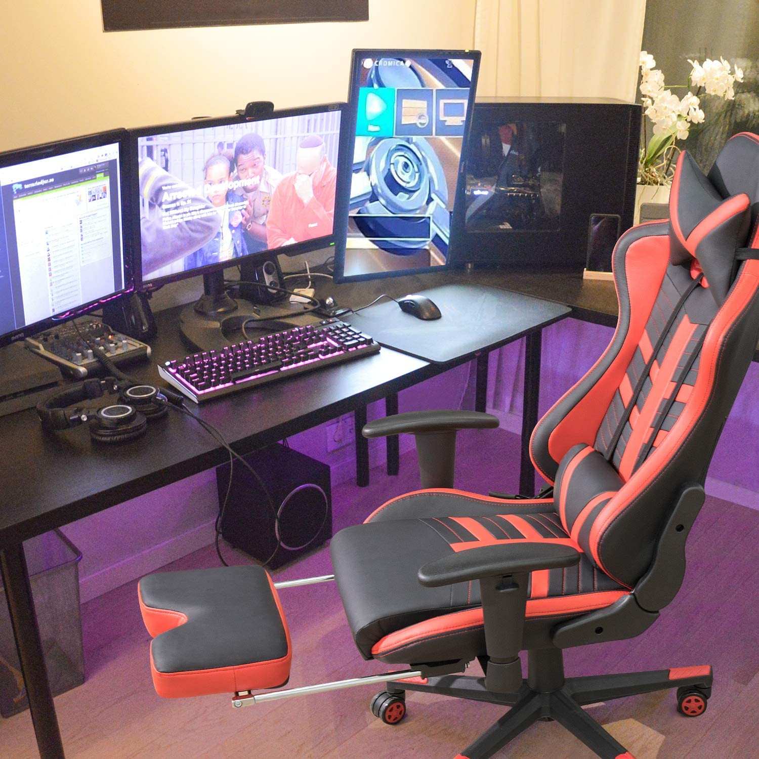 homall-gaming-chair-gaming-stuhl-grau-mit-fu-st-tze image 2