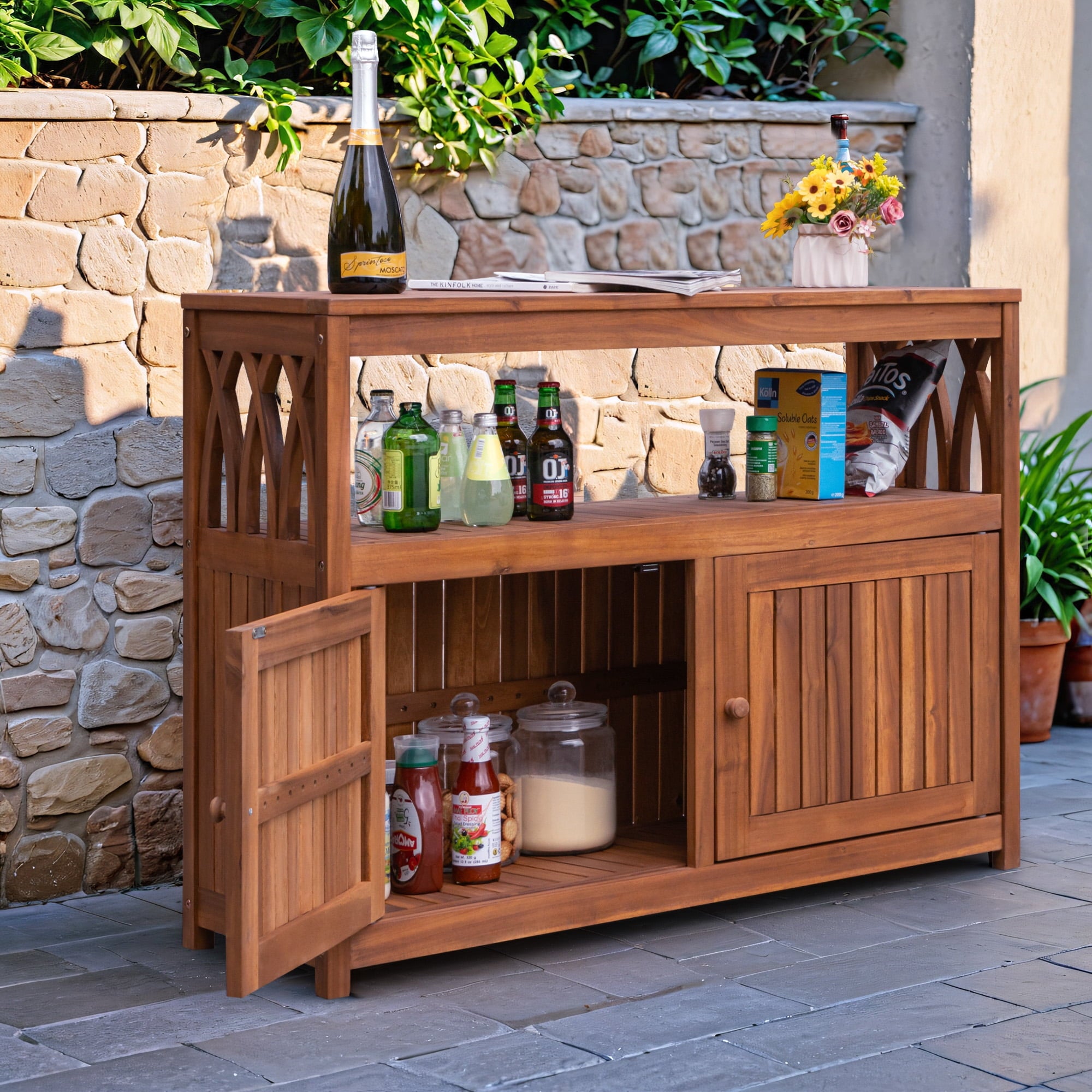 homall-patio-furniture-sideboard-braun-akazie-holz image 7