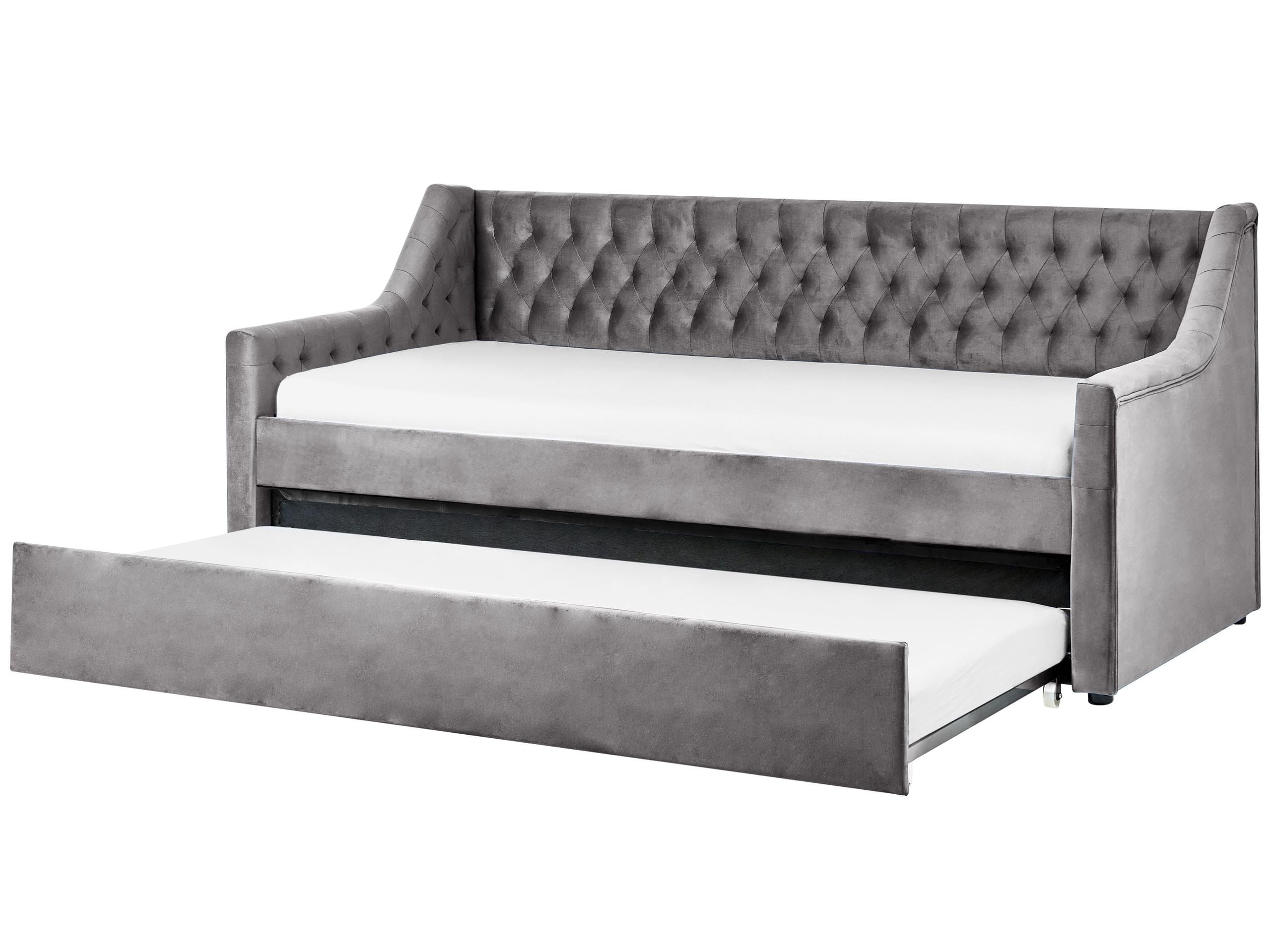 beliani-montargis-tagesbett-90x200-samt-grau-ausziehbar image 1
