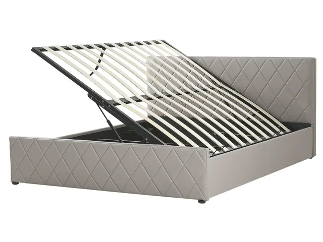 beliani-rochefort-doppelbett-160x200-bettkasten-grau-kunstleder image 1