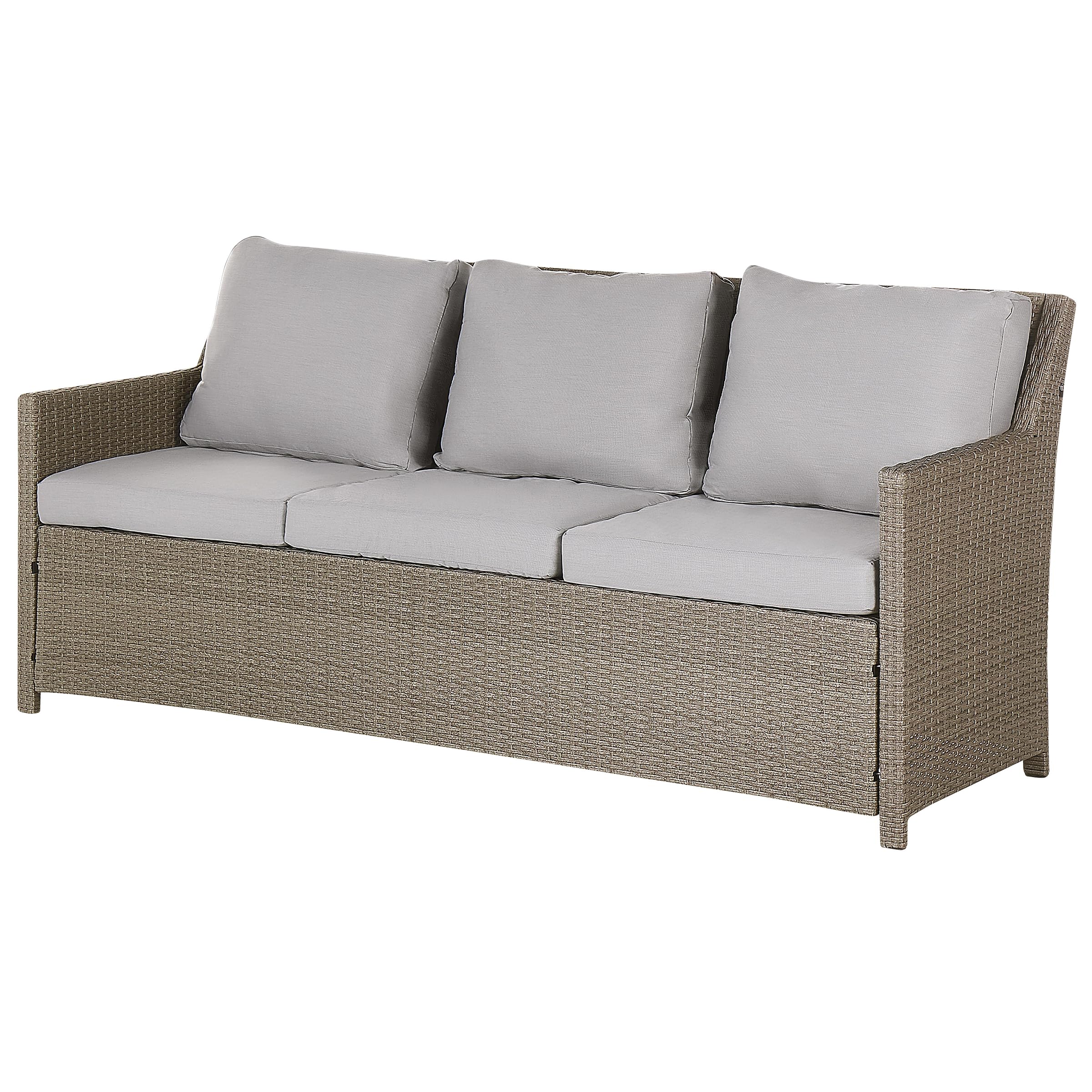 beliani-fonti-lounge-set-5-sitzer-taupe-polyrattan-graue-kissen image 6