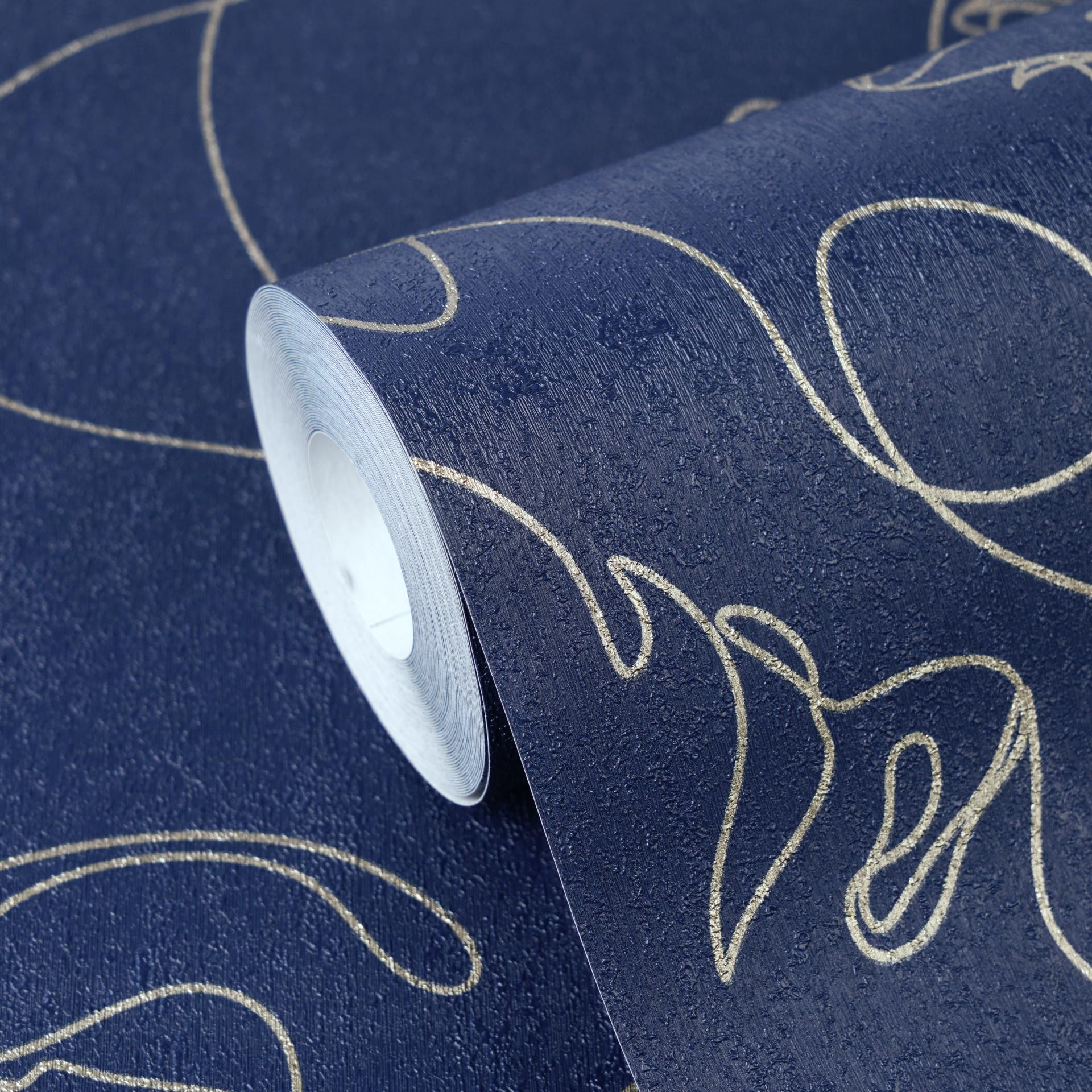 a-s-cr-ation-fine-line-vliestapete-blau-gold-metallic-grafik image 3