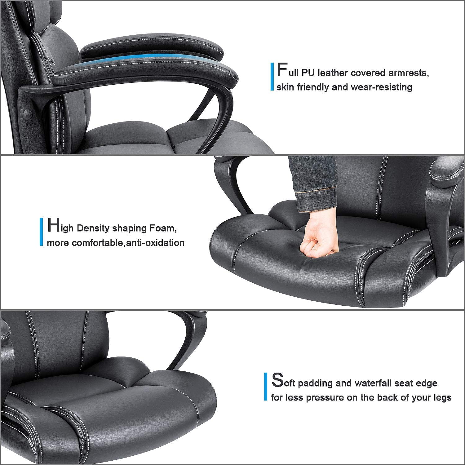 homall-office-leather-chair-b-rostuhl-schwarz-kunstleder-2 image 2