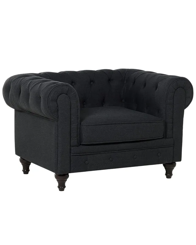 beliani-chesterfield-sessel-graphitgrau-polstersessel-stoff image 1