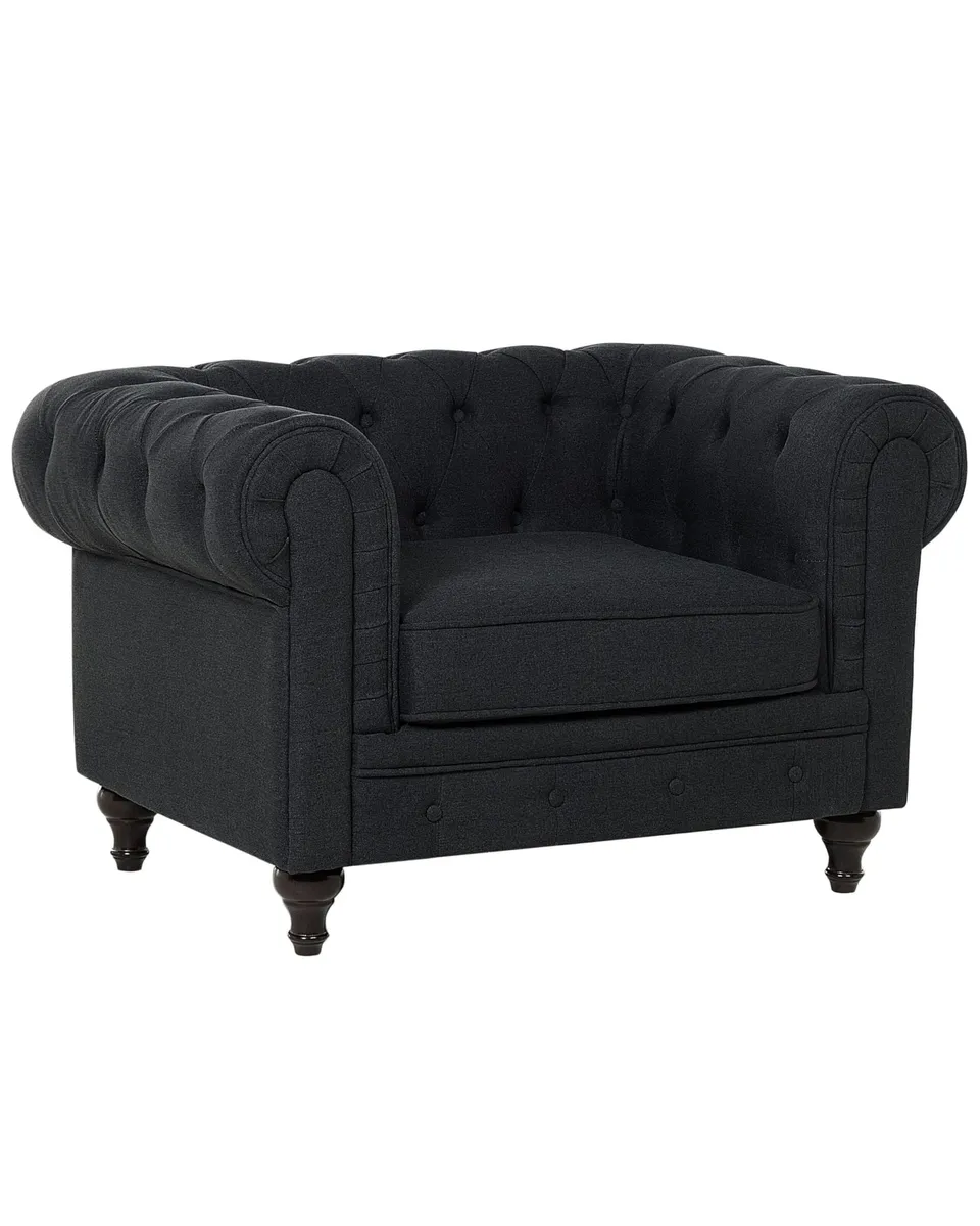 beliani-chesterfield-sessel-graphitgrau-polstersessel-stoff image 1