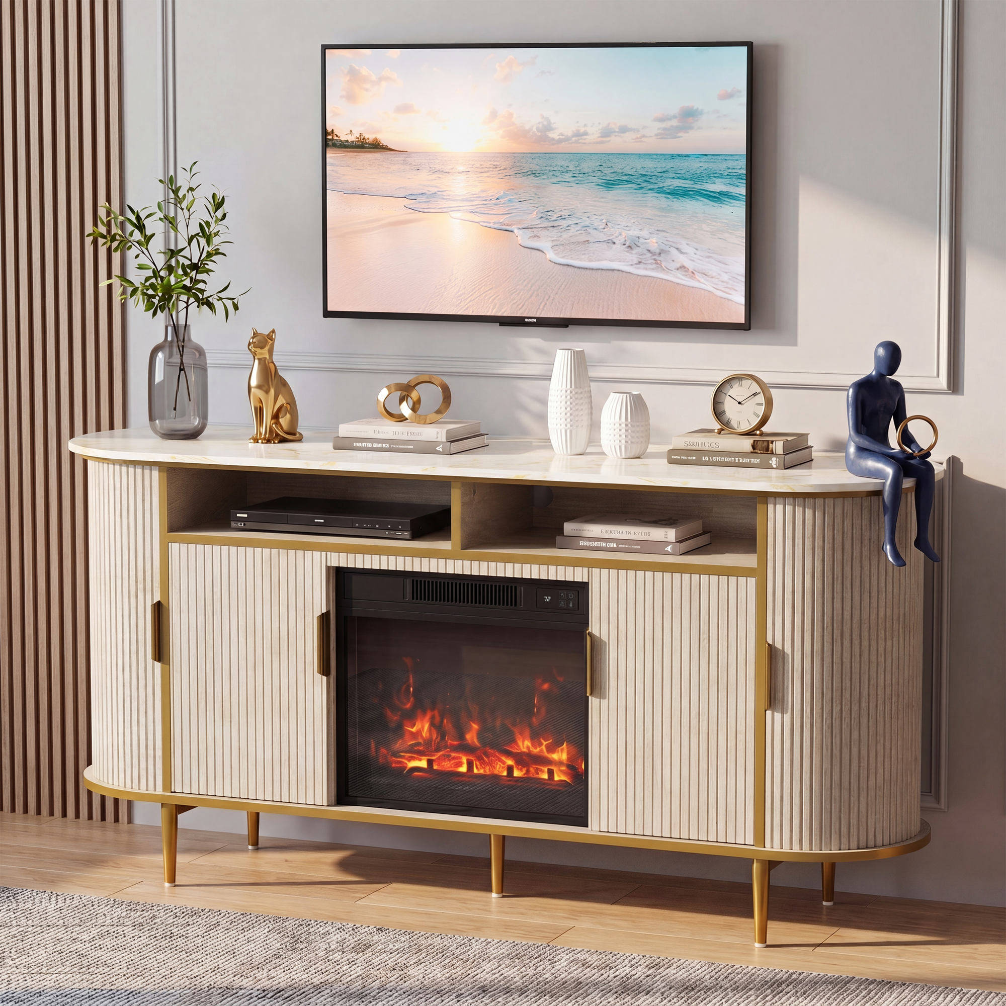 homall-tv-stand-68-lowboard-elektrokamin-wei image 1