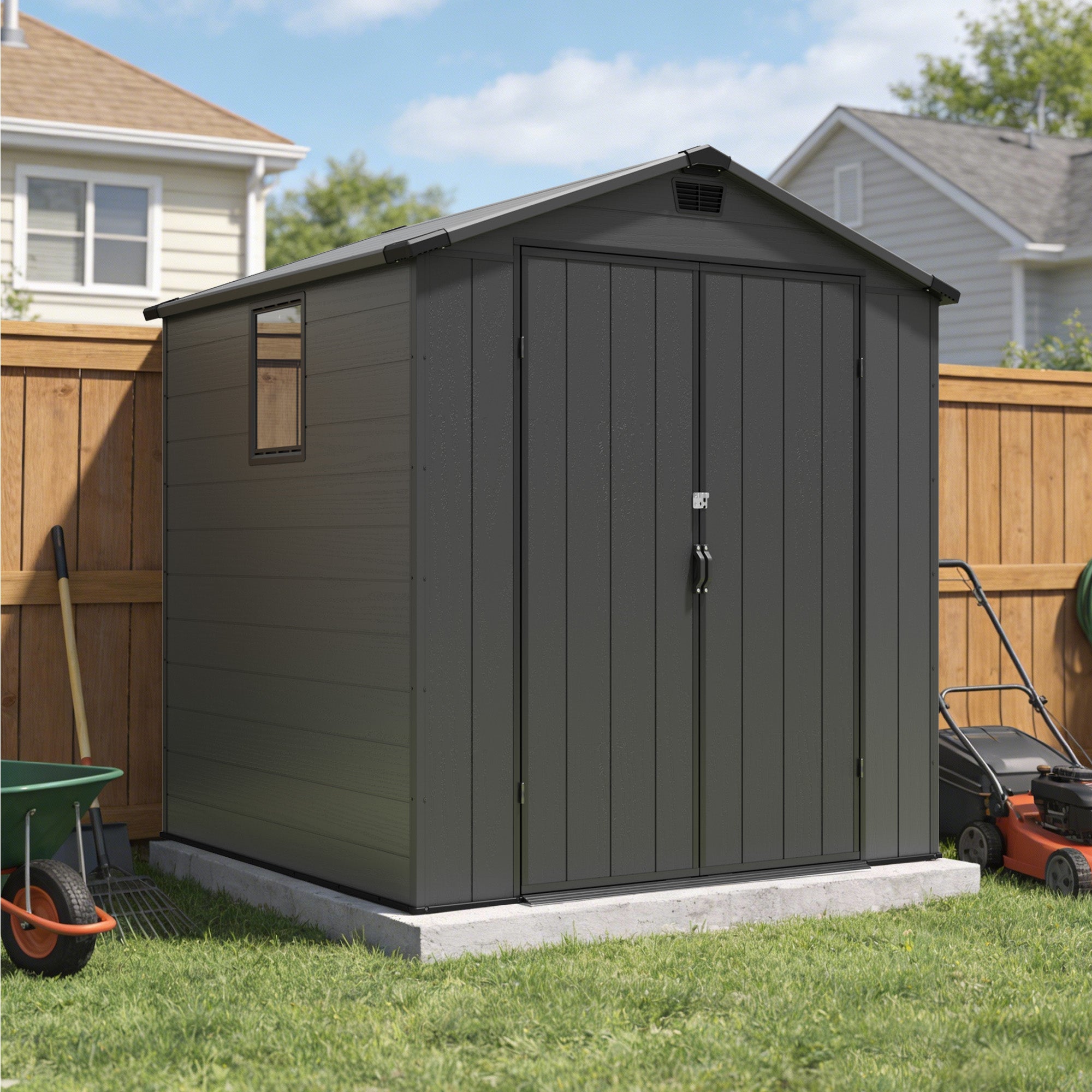 homall-metal-shed-ger-tehaus-6x6ft-dunkelgrau-fenster image 3