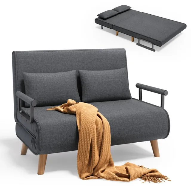 bealife-sofas-ar51-doppel-klappsofa-dunkelgrau-stoff-2-in-1 image 1