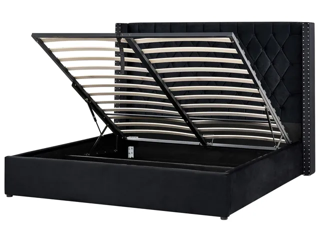 beliani-lubbon-polsterbett-180x200-samt-schwarz-bettkasten image 1