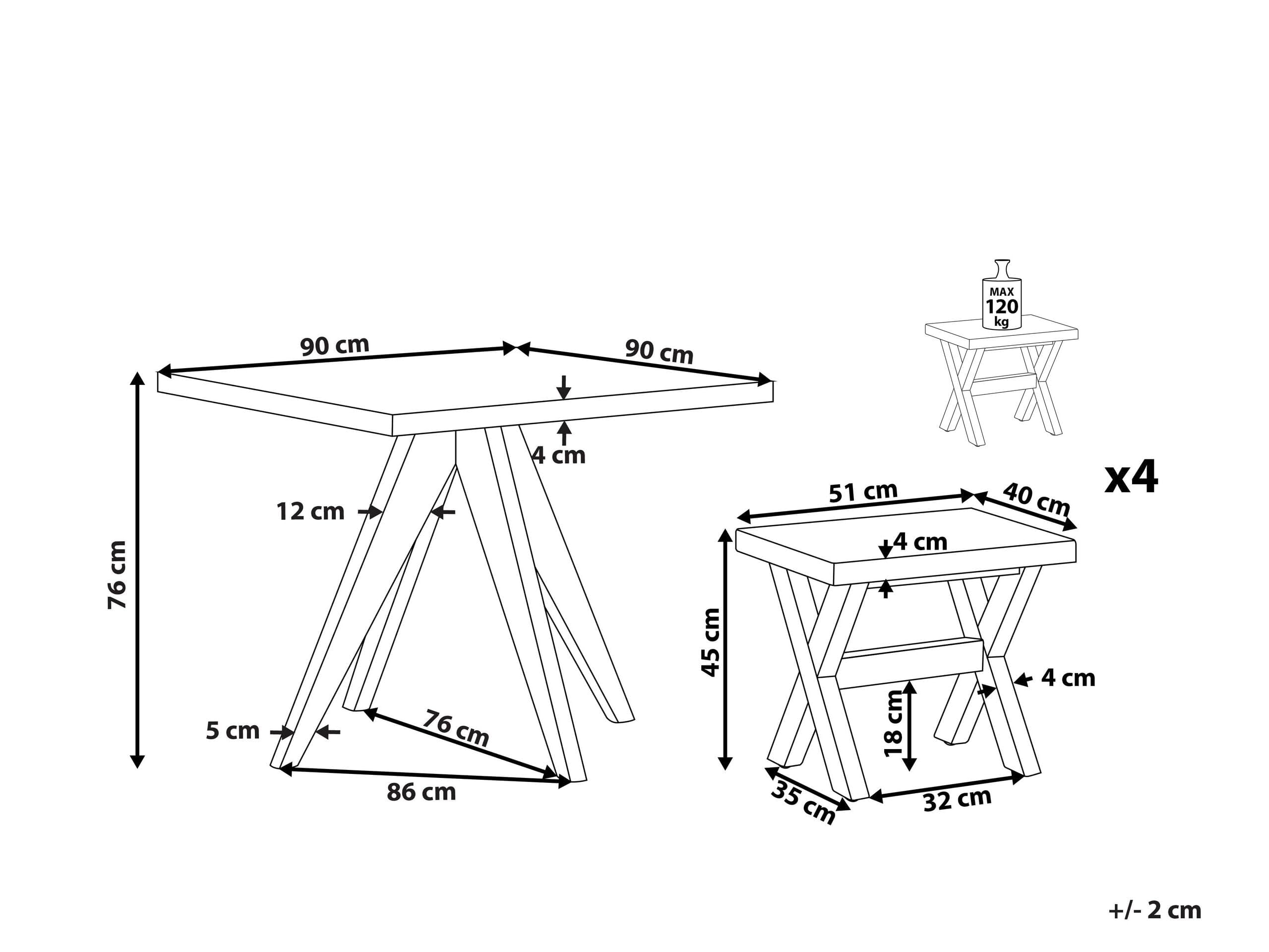 beliani-olbia-gartenset-90x90-cm-4-hocker-grau image 3