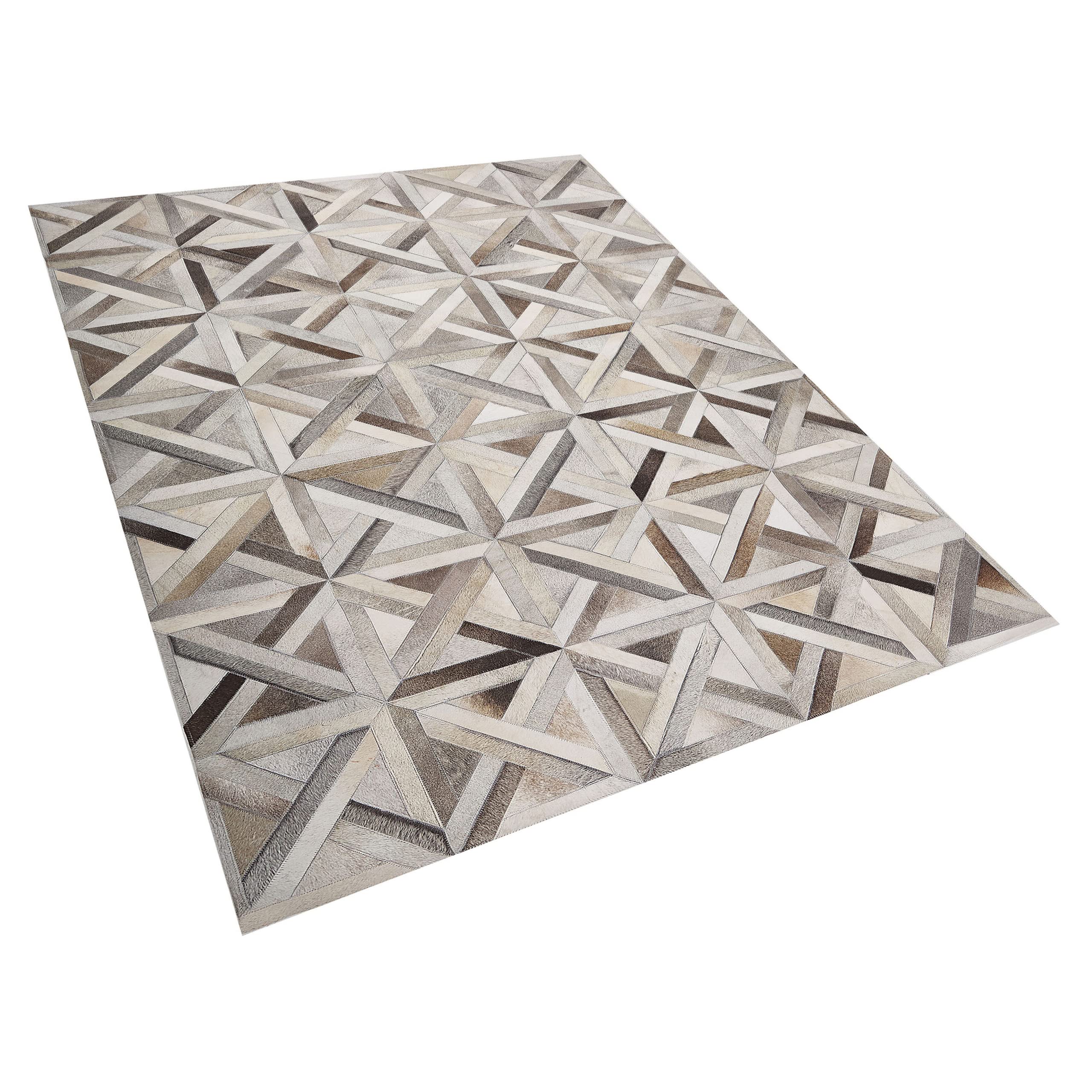 beliani-taytan-leder-teppich-140x200-cm-beige-braun-patchwork image 3