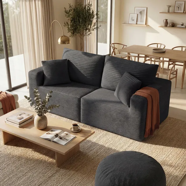 homall-sofa-modulare-couch-grau-3-sitzer-cord image 1