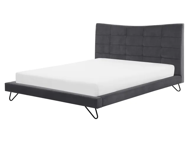 beliani-lannion-polsterbett-samt-grau-160x200-cm image 1