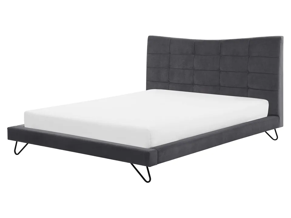 beliani-lannion-polsterbett-samt-grau-160x200-cm image 1