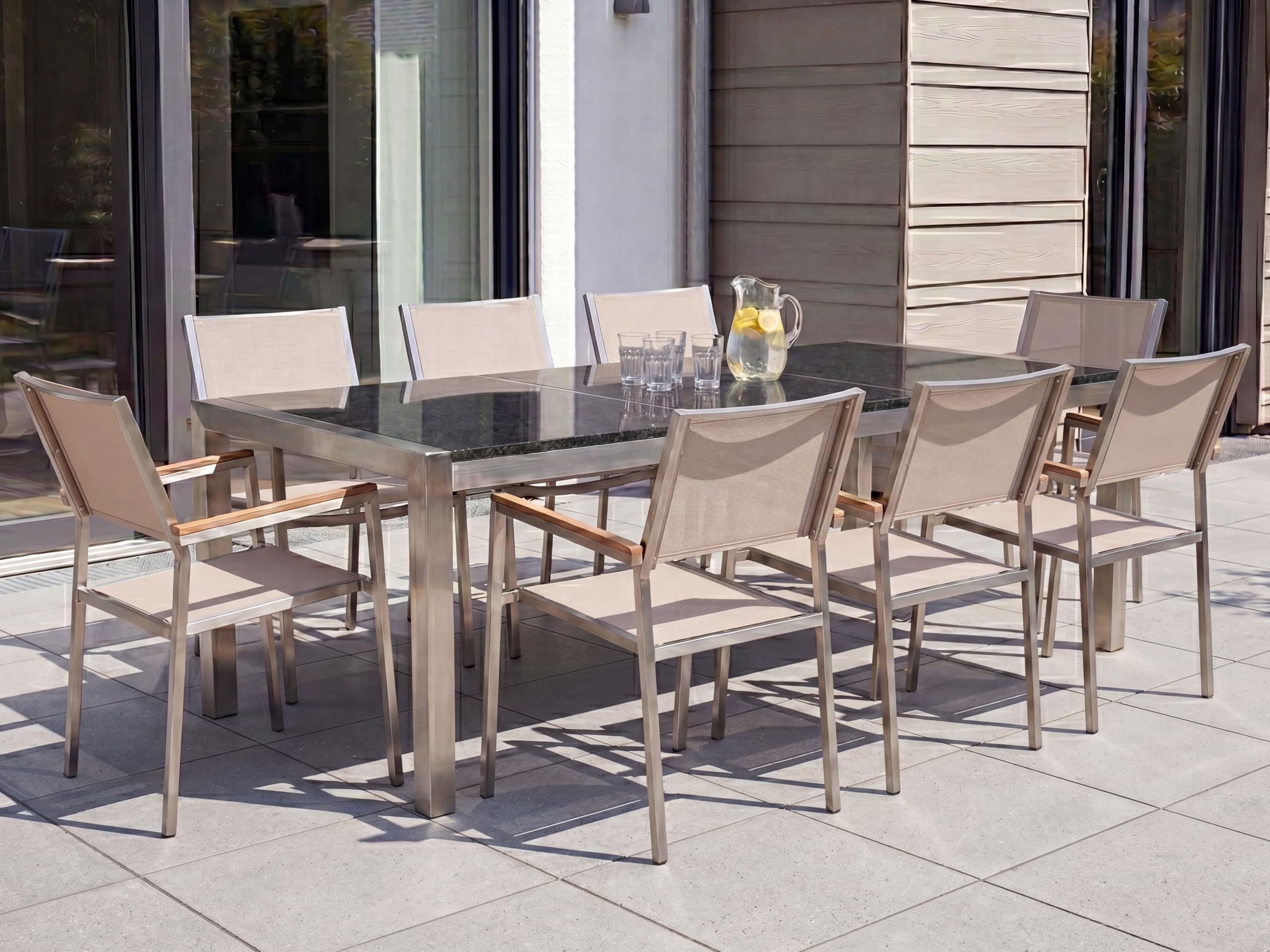 beliani-grosseto-gartenset-220-cm-8-st-hle-beige-granit image 2