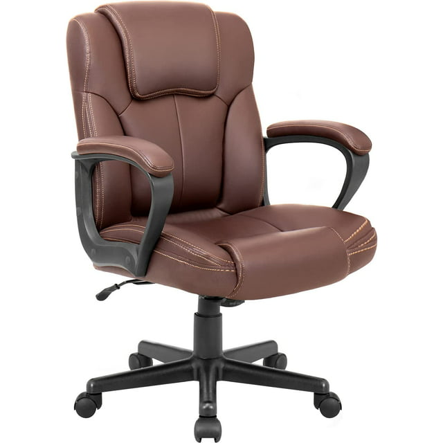 homall-office-chefsessel-b-rostuhl-braun-kunstleder-mittelhoch image 6