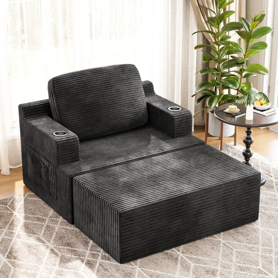 homall-sofa-bean-bag-chaiselongue-sitzsack-sessel-grau image 1