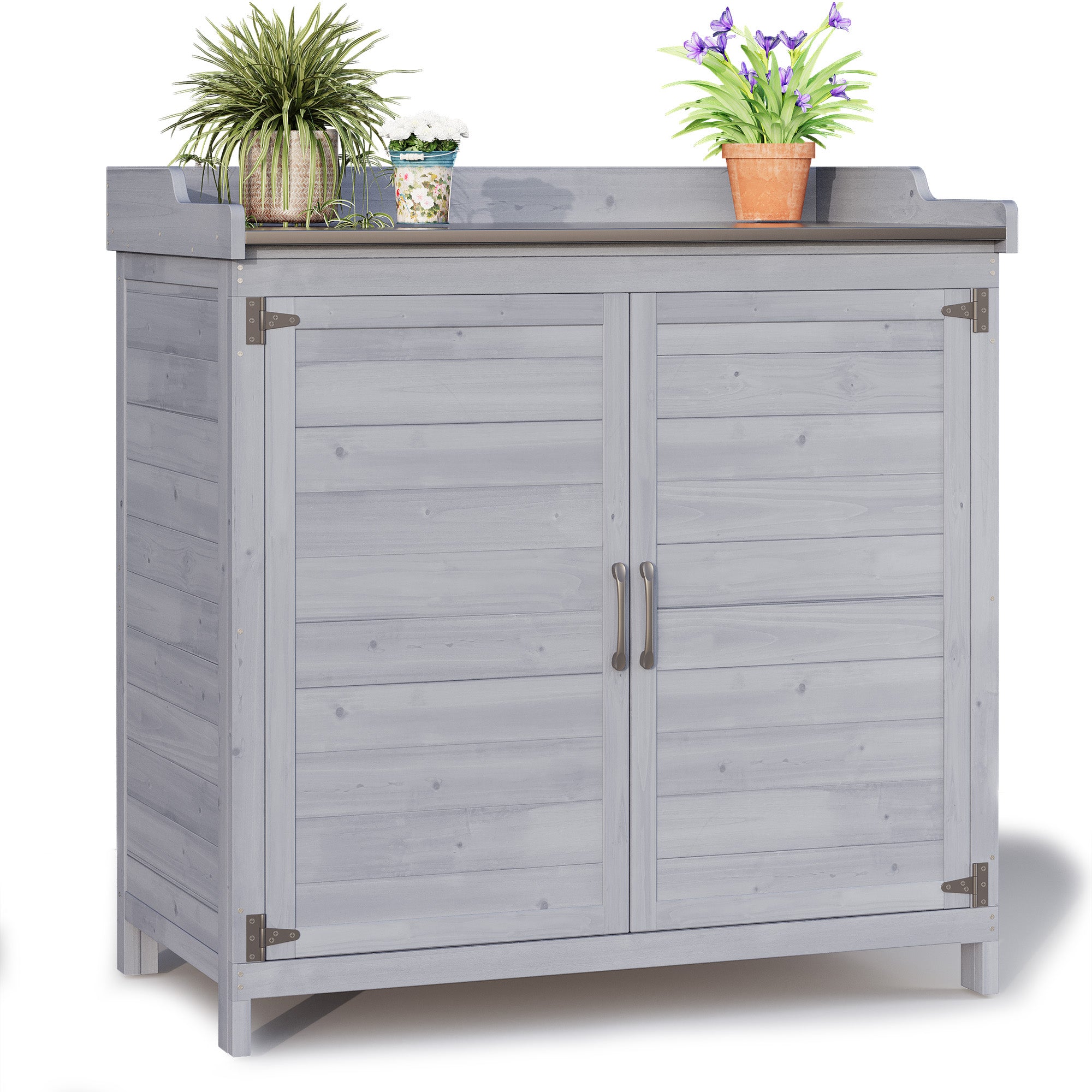 bealife-cc50-gartenschrank-natur-holz-mit-arbeitsplatte image 1