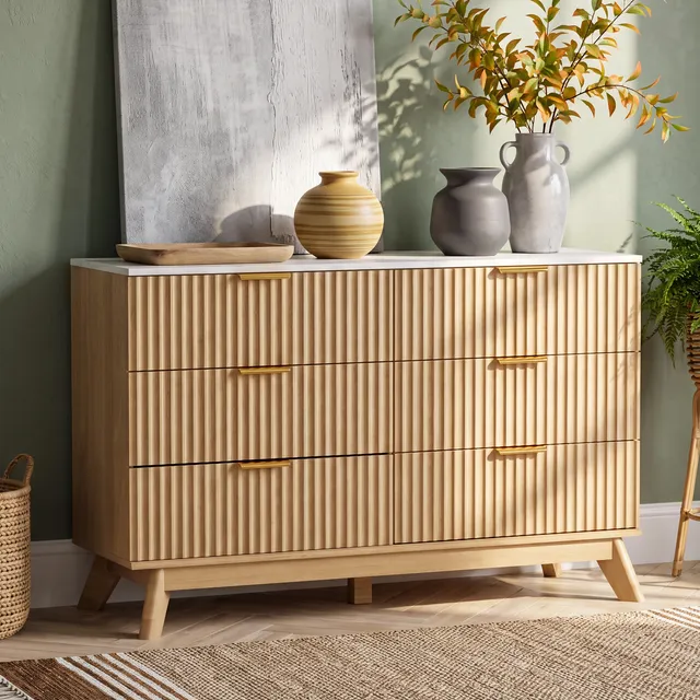 homall-bedroom-kommode-6-schubladen-wei-marmor-optik image 1