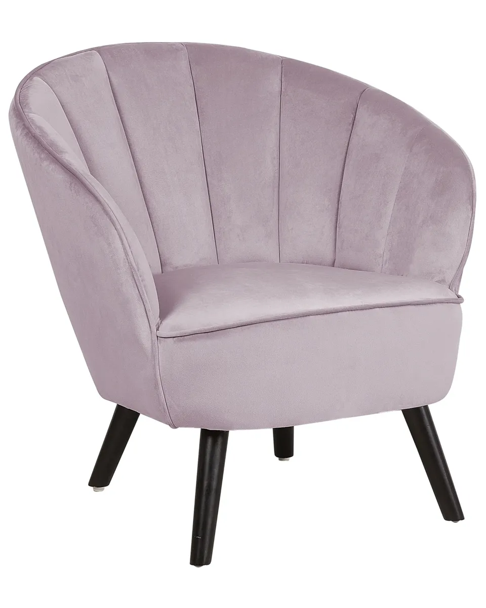 beliani-dala-sessel-samt-rosa-muschelform-mit-holzbeinen image 1
