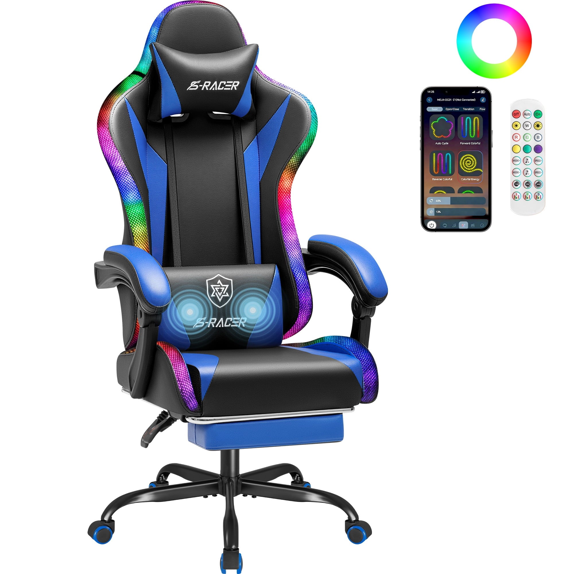 homall-gaming-chair-gaming-stuhl-led-schwarz-mit-fu-st-tze image 2