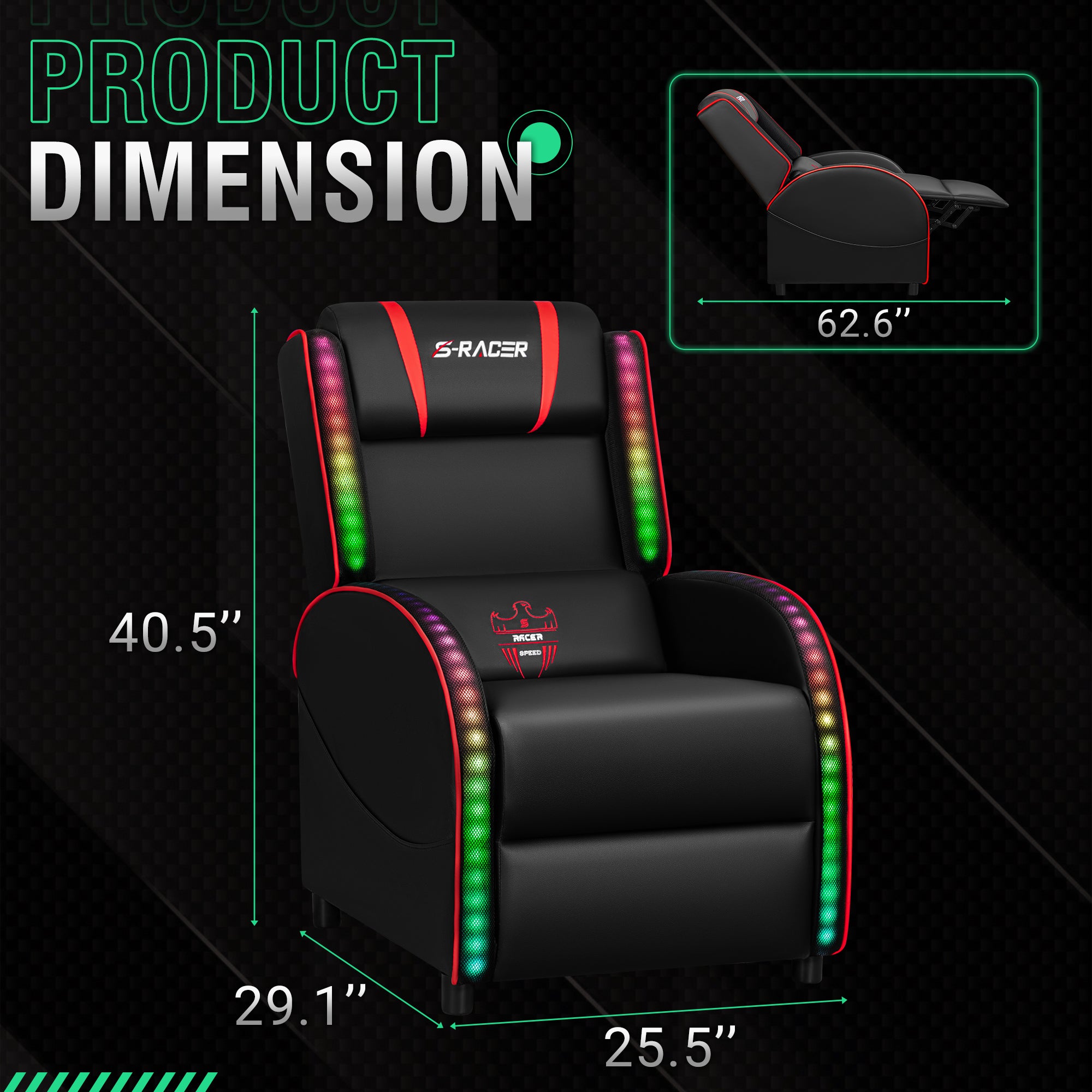 homall-gaming-recliner-gaming-sessel-grau-mit-led-massage image 2