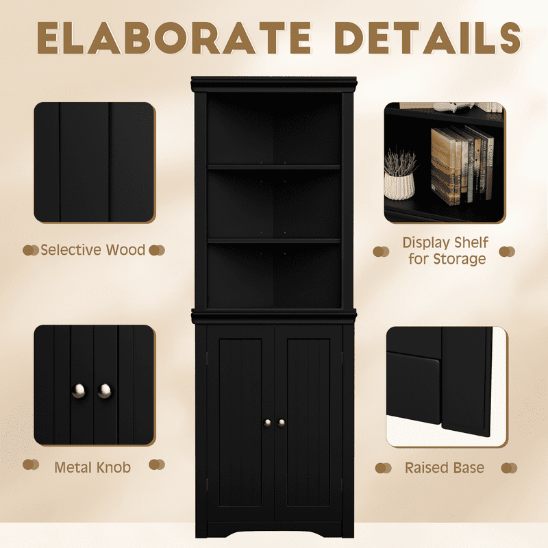 homall-shelf-eckschrank-wei-hoch-mit-t-ren-und-b-den image 3
