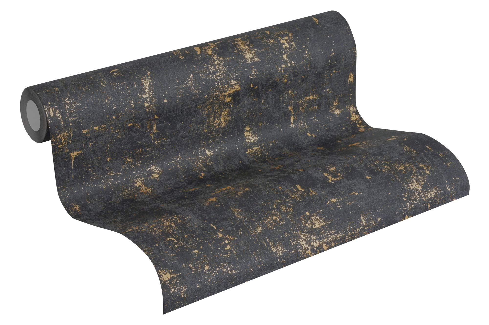a-s-cr-ation-used-look-vliestapete-2307-82-schwarz-gold image 1