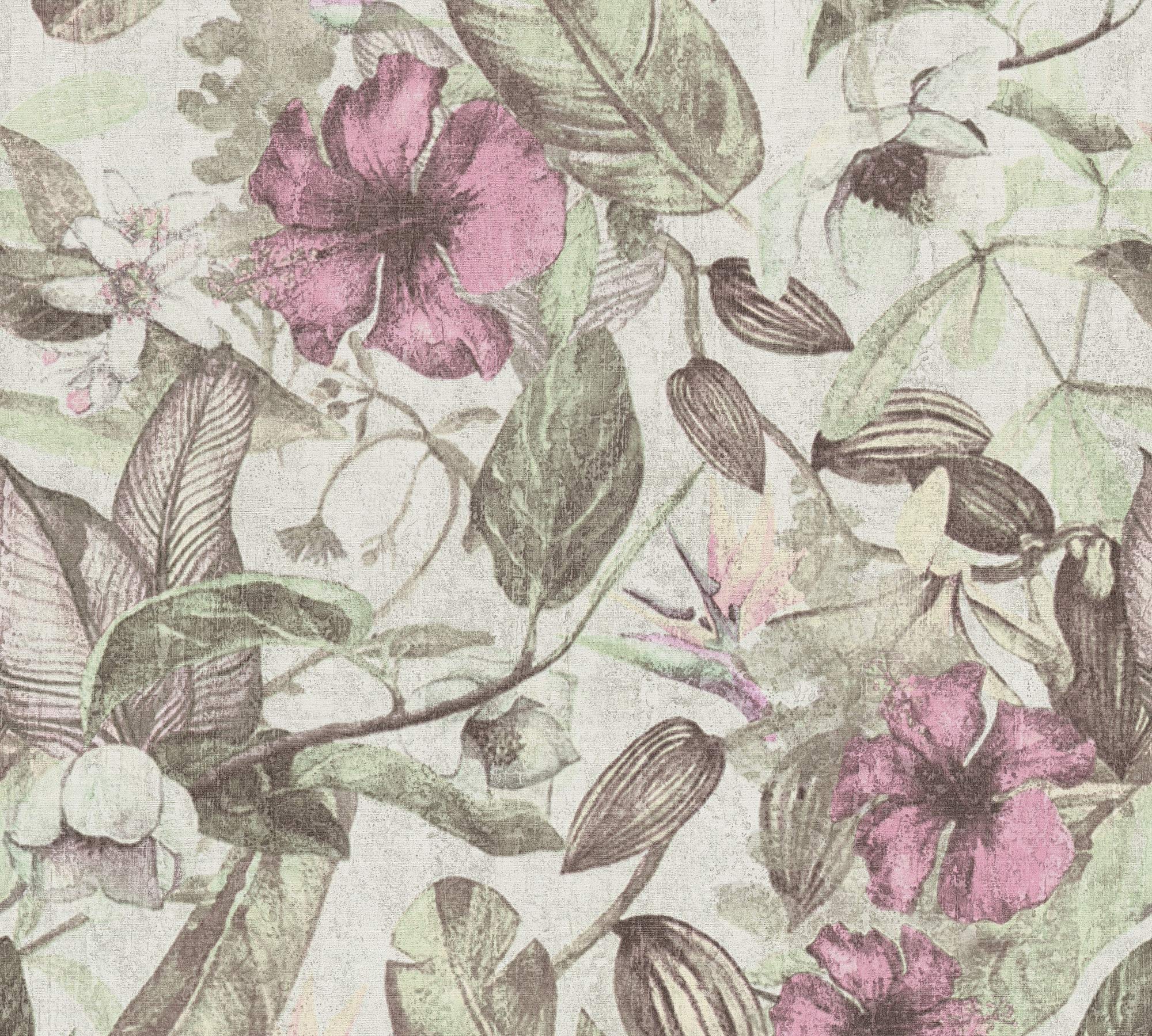 a-s-cr-ation-greenery-37216-4-vliestapete-gr-n-rosa-grau-dschungel image 2