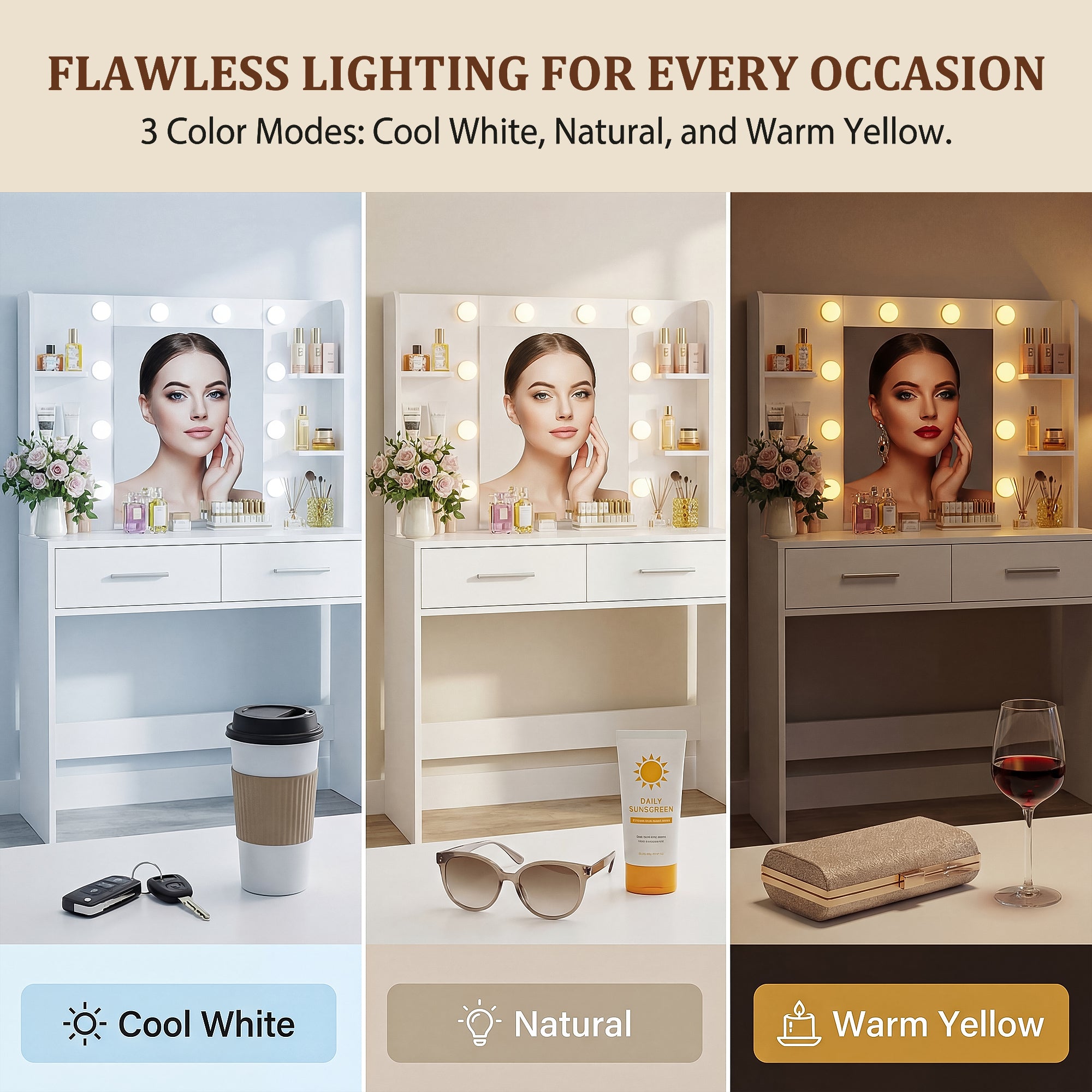 homall-bedroom-schminktisch-wei-mit-hocker-led image 7