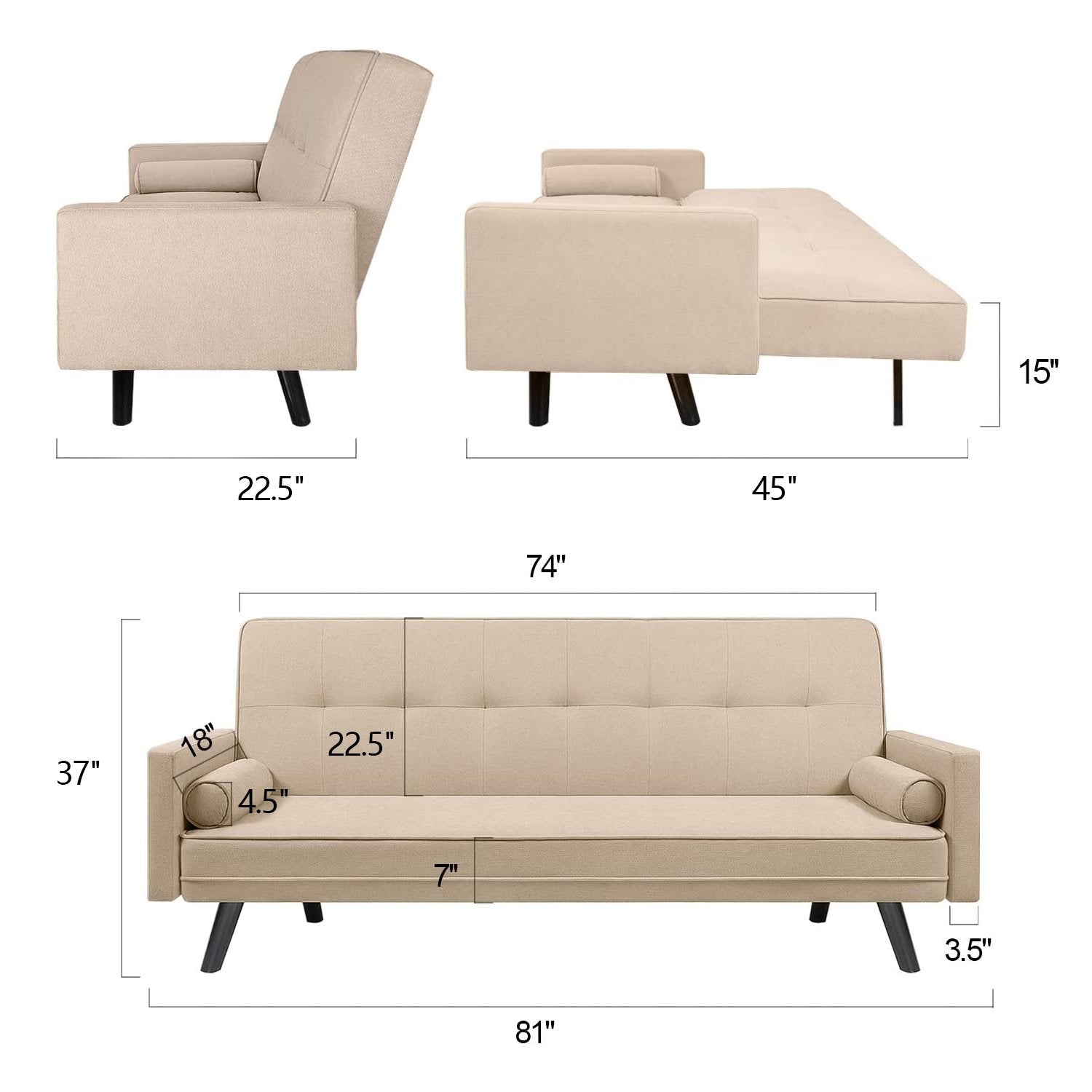 homall-recliner-chair-schlafsofa-leinen-beige image 7